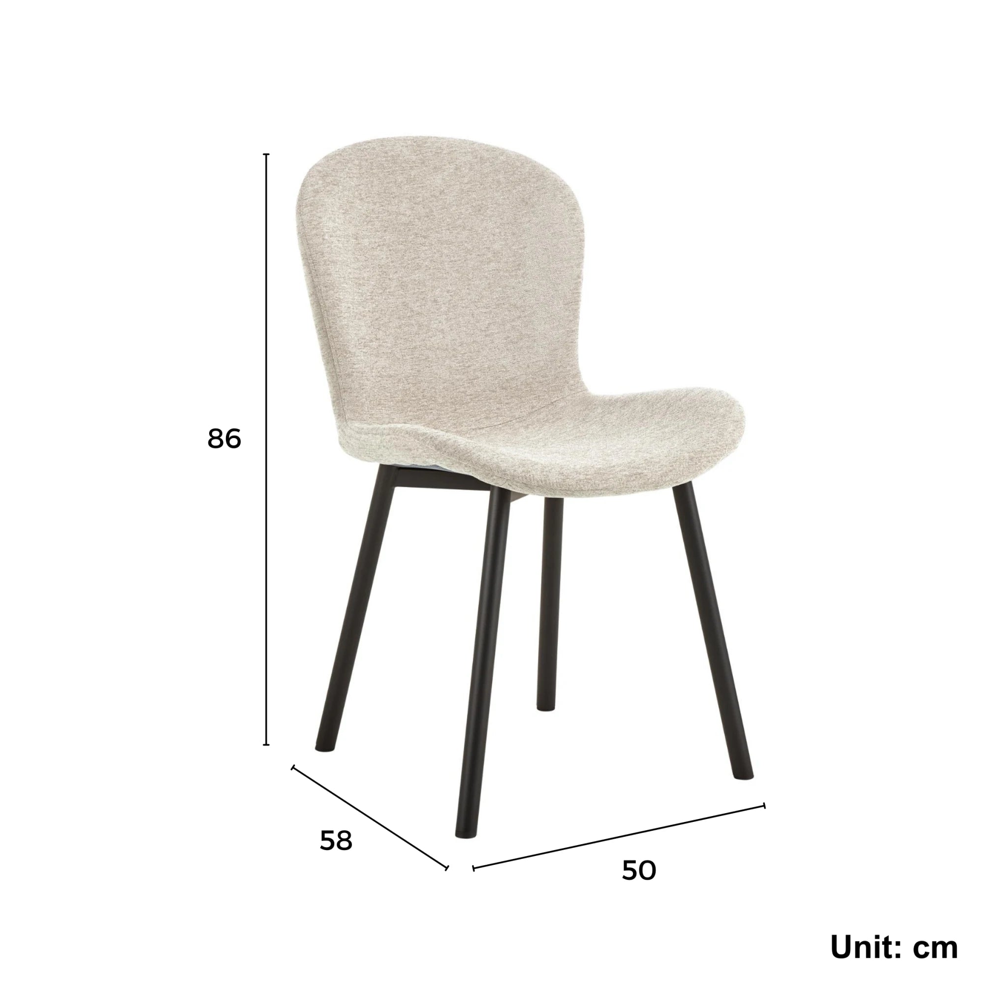 Hjem Design Esra Dining Chair, Beige, Set of 2