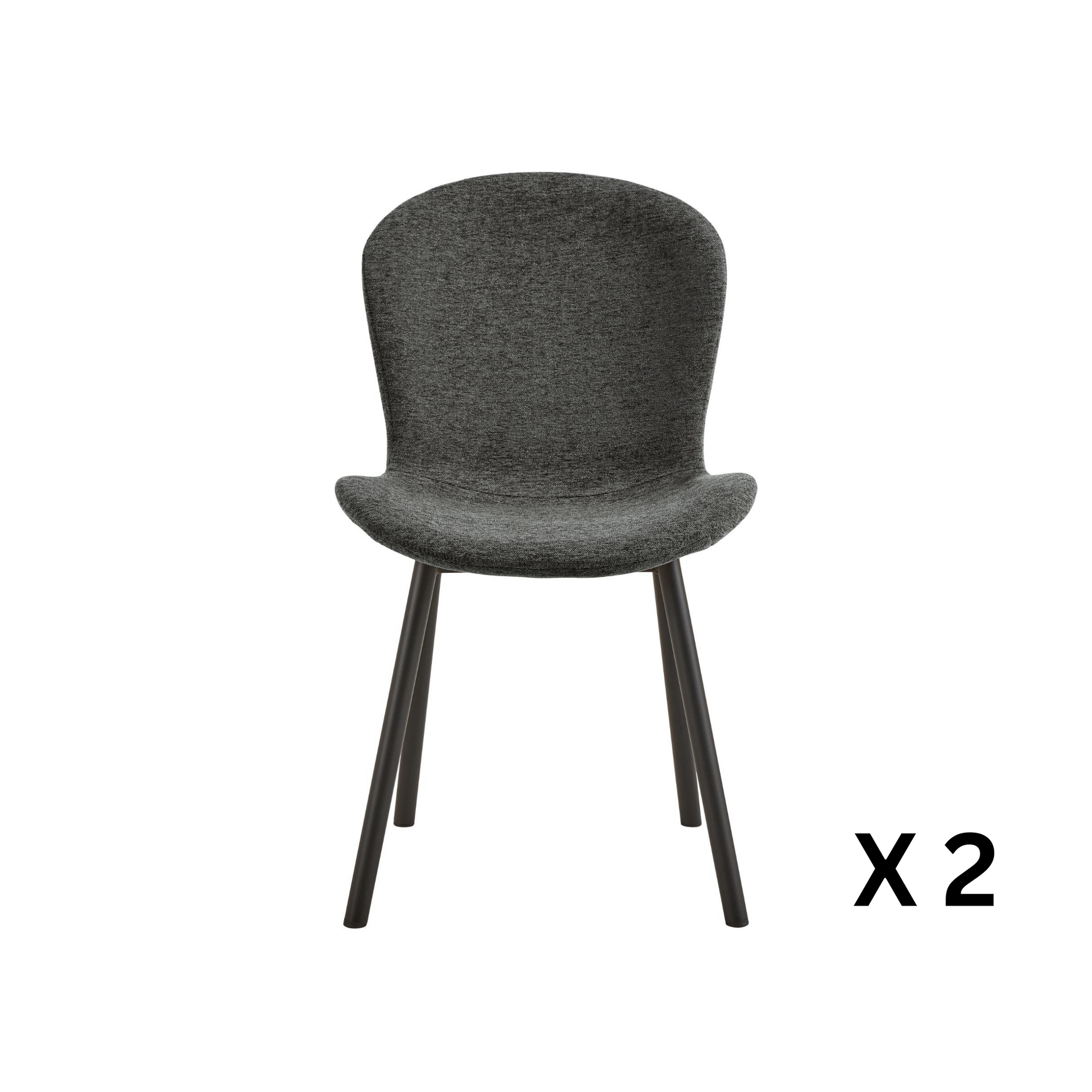 Hjem Design Esra Dining Chair, Dark Grey, Set of 2