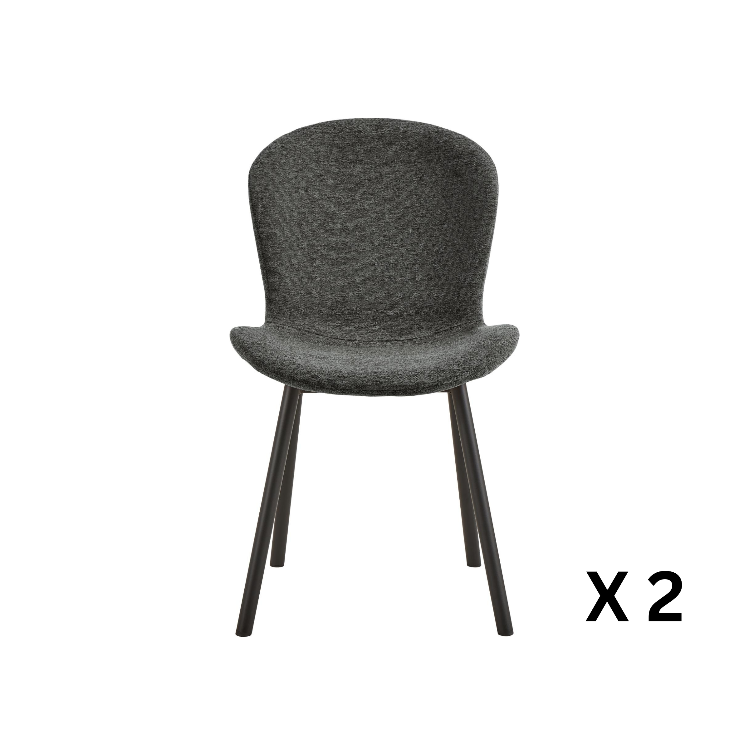 Hjem Design Esra Dining Chair, Dark Grey, Set of 2