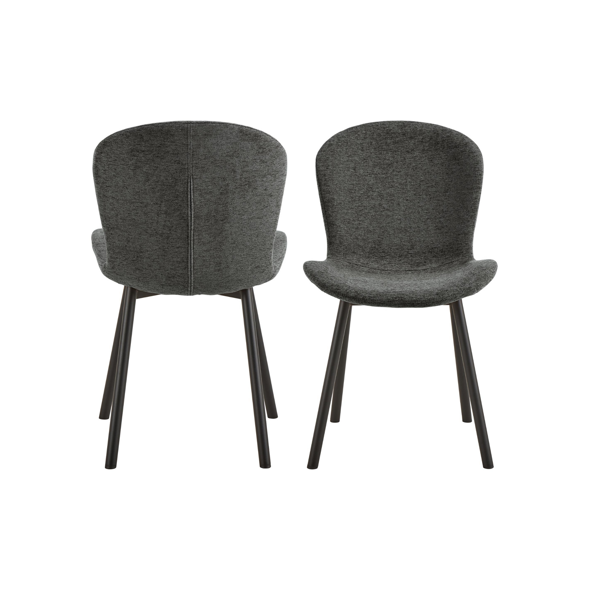 Hjem Design Esra Dining Chair, Dark Grey, Set of 2