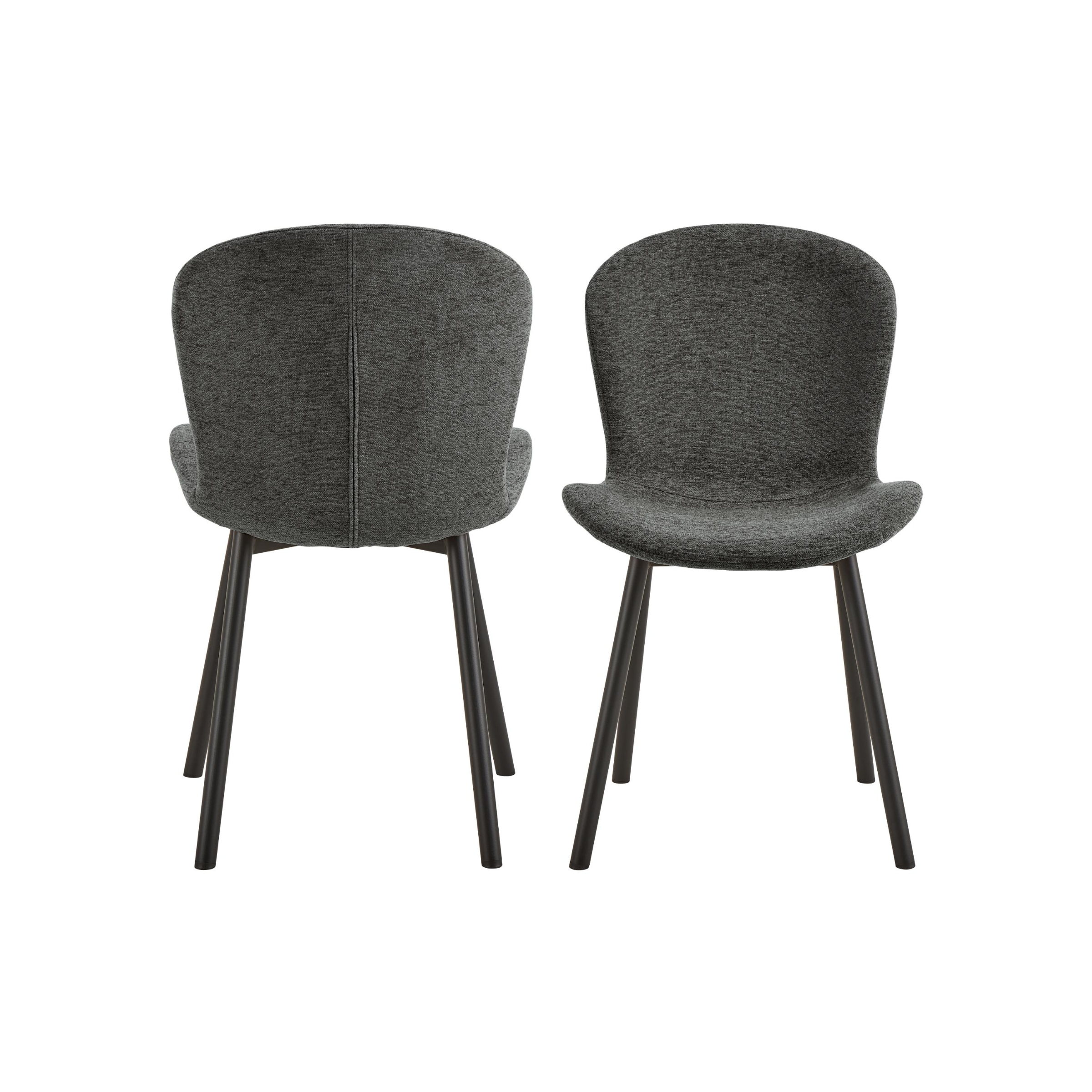 Hjem Design Esra Dining Chair, Dark Grey, Set of 2