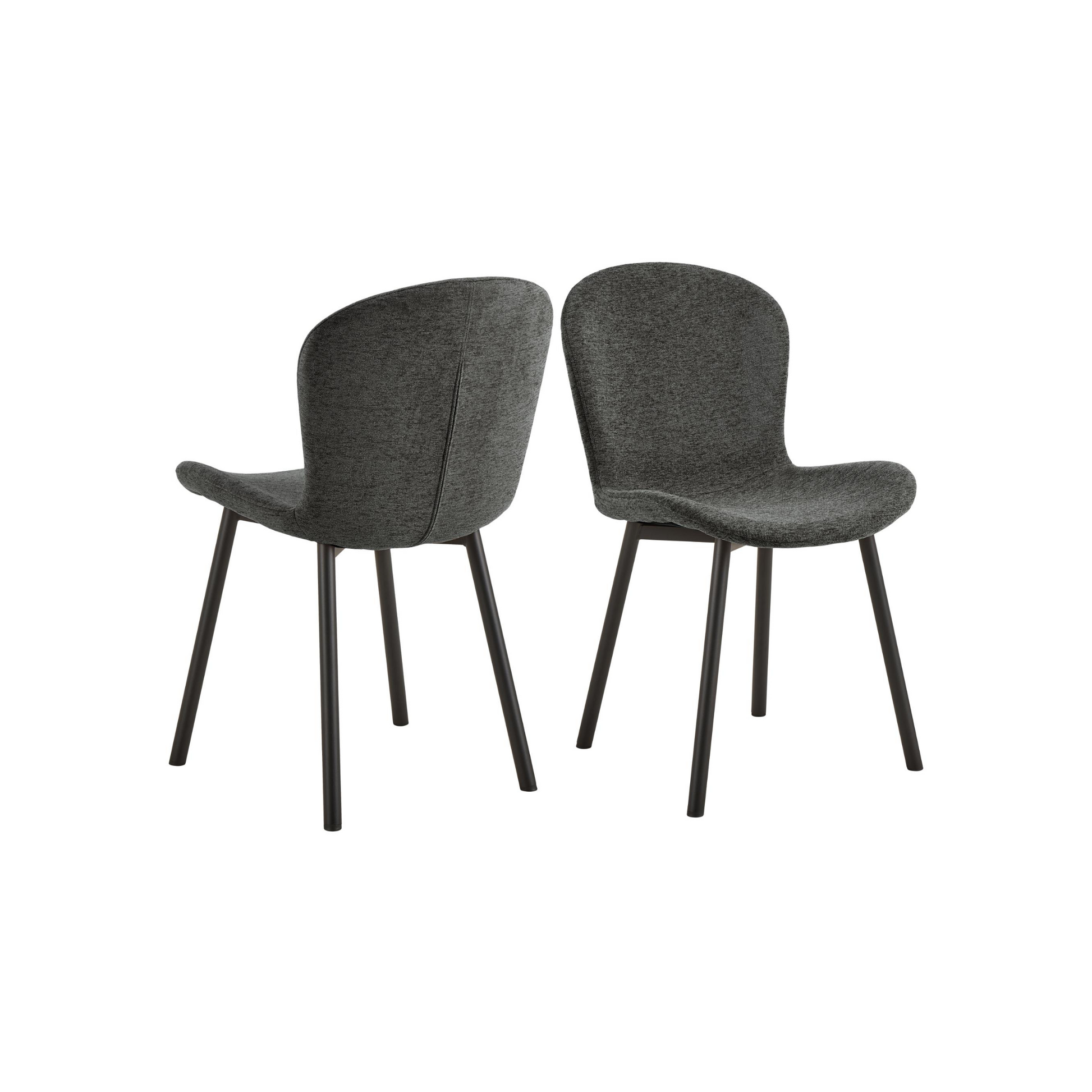 Hjem Design Esra Dining Chair, Dark Grey, Set of 2