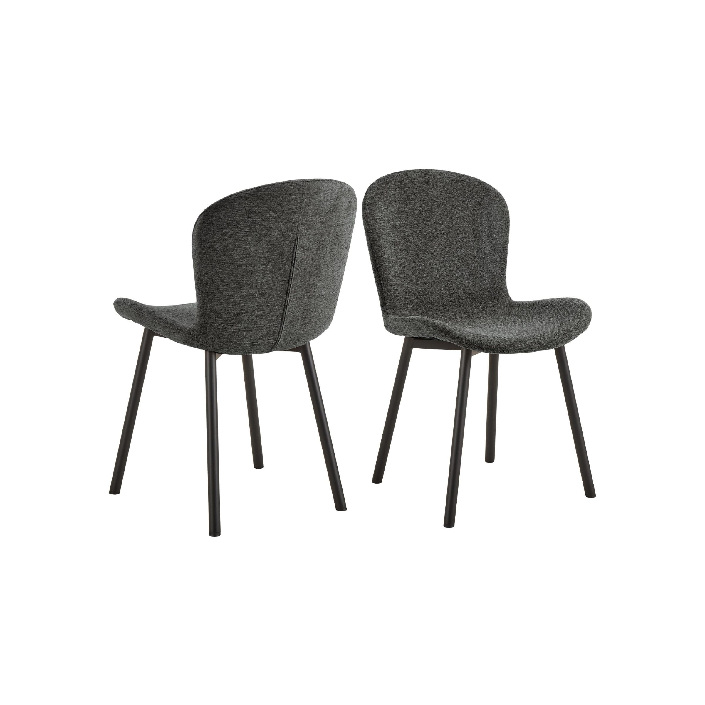 Hjem Design Esra Dining Chair, Dark Grey, Set of 2