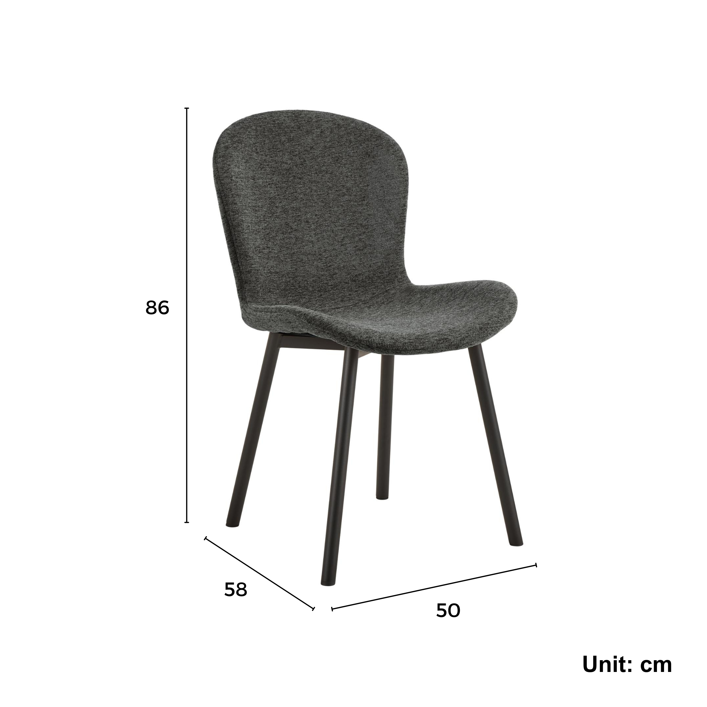 Hjem Design Esra Dining Chair, Dark Grey, Set of 2
