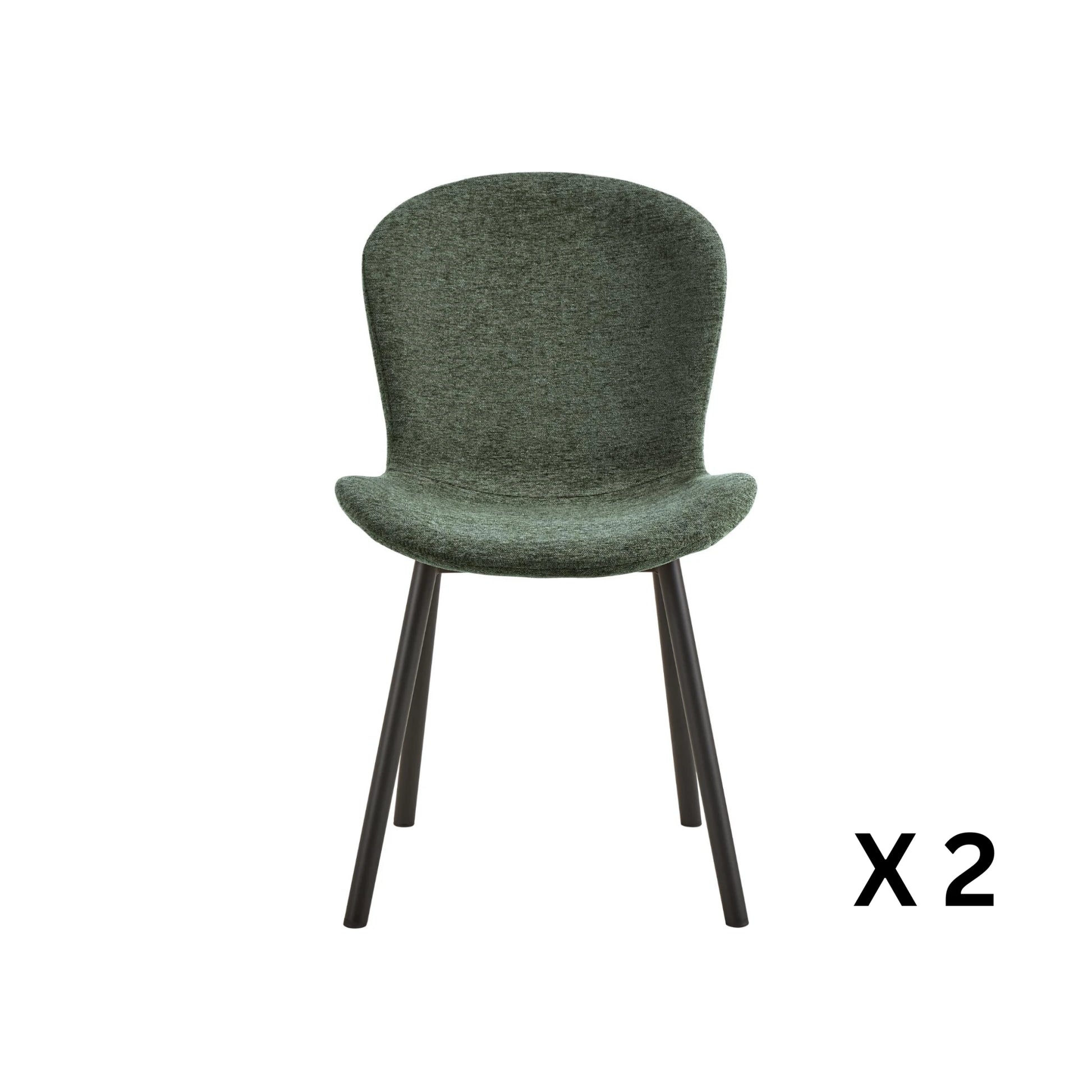 Hjem Design Esra Dining Chair, Green, Set of 2