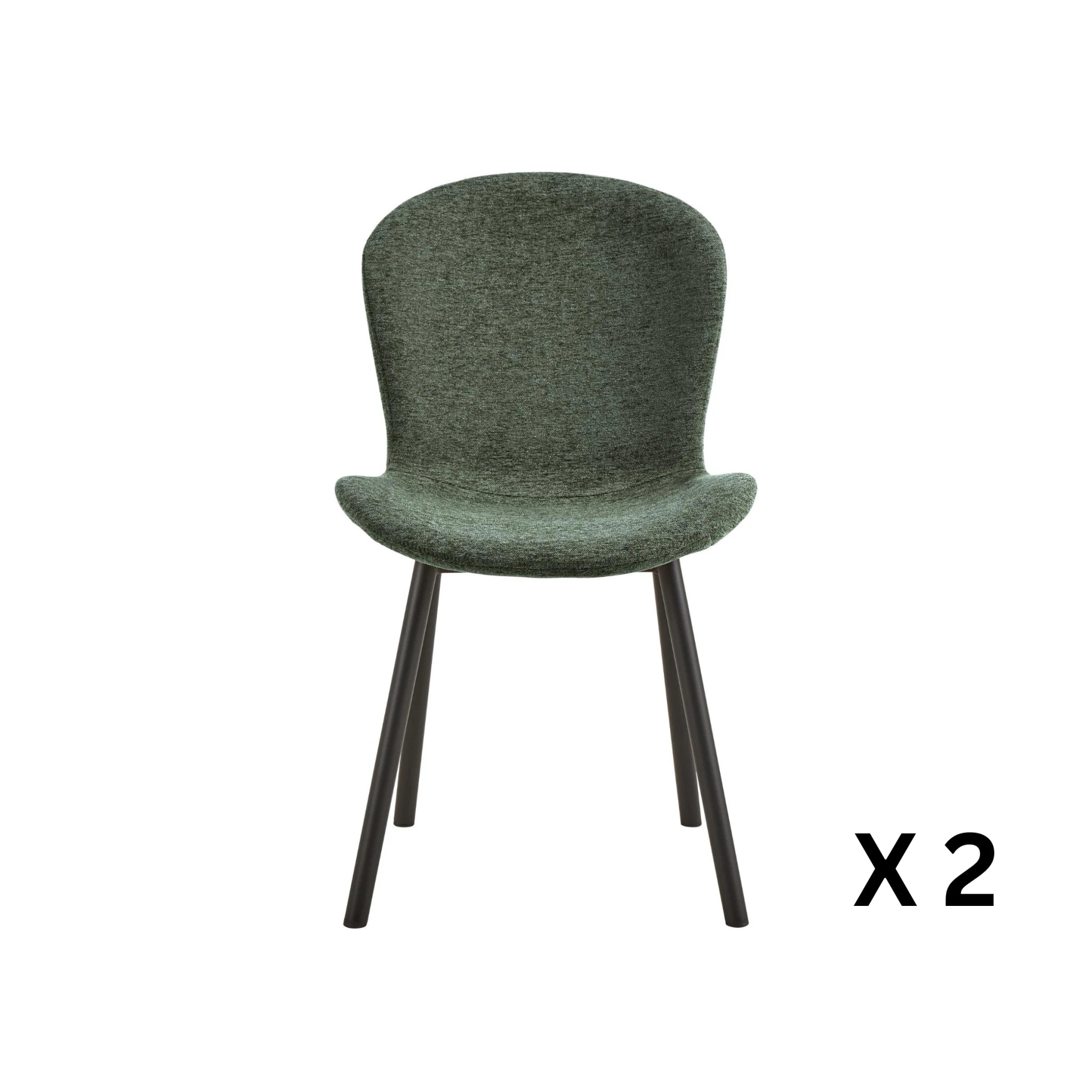 Hjem Design Esra Dining Chair, Green, Set of 2