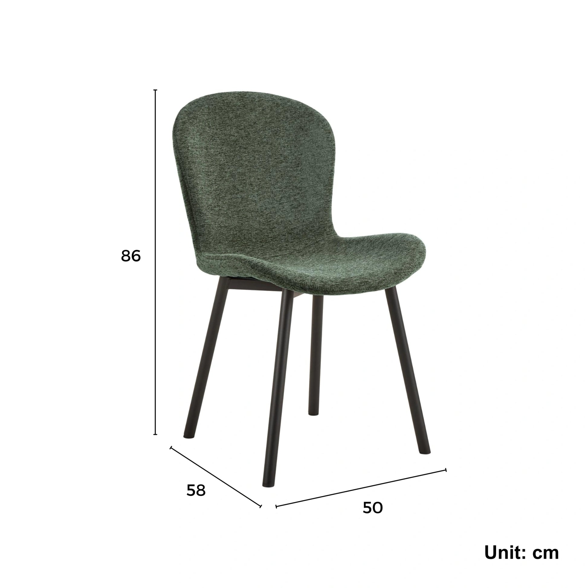 Hjem Design Esra Dining Chair, Green, Set of 2