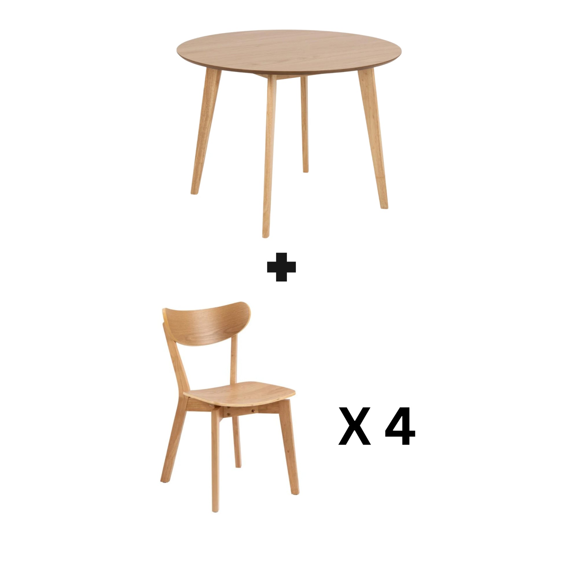 Hjem Design Roxby Round Dining Table Set, Natural Wood