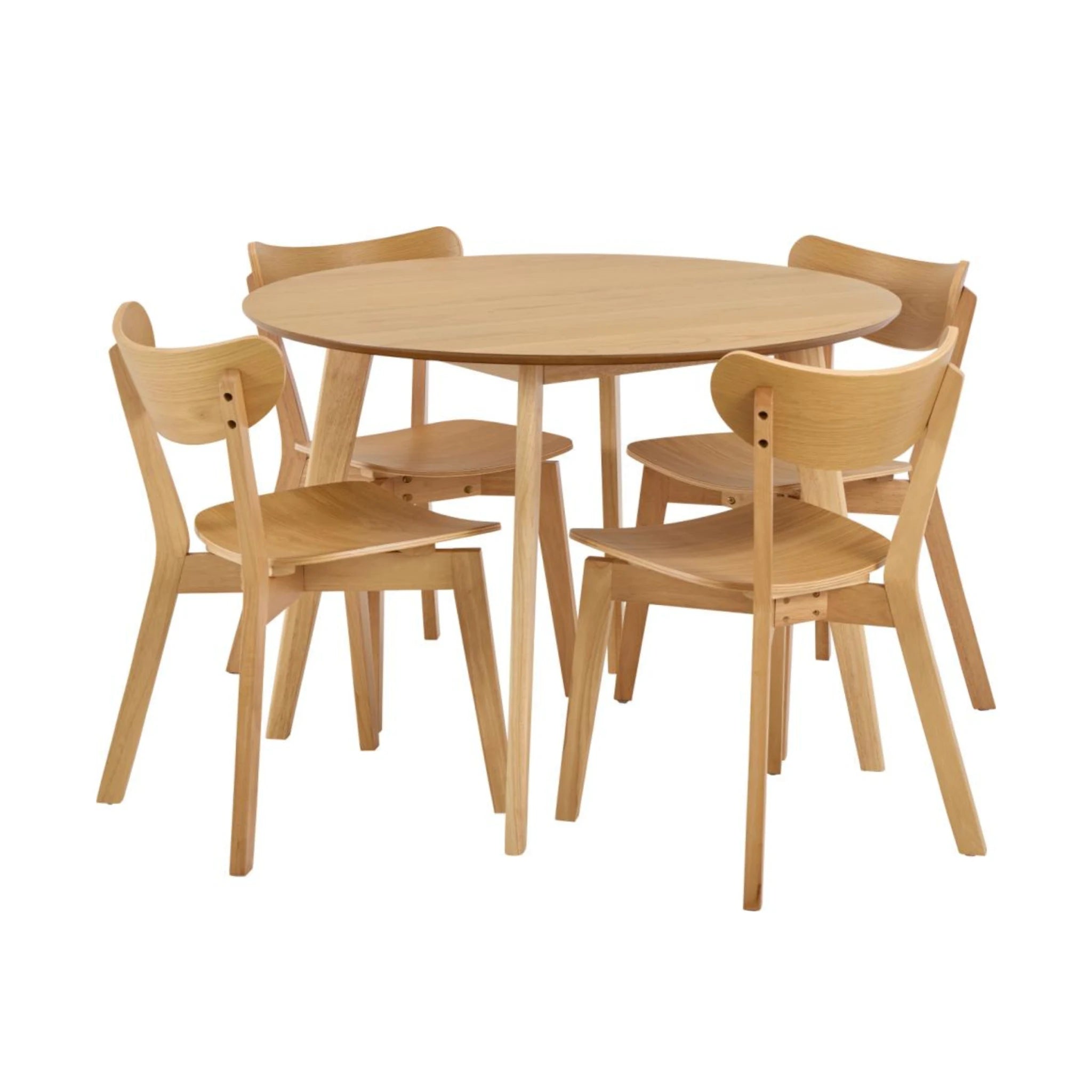 Hjem Design Roxby Round Dining Table Set, Natural Wood