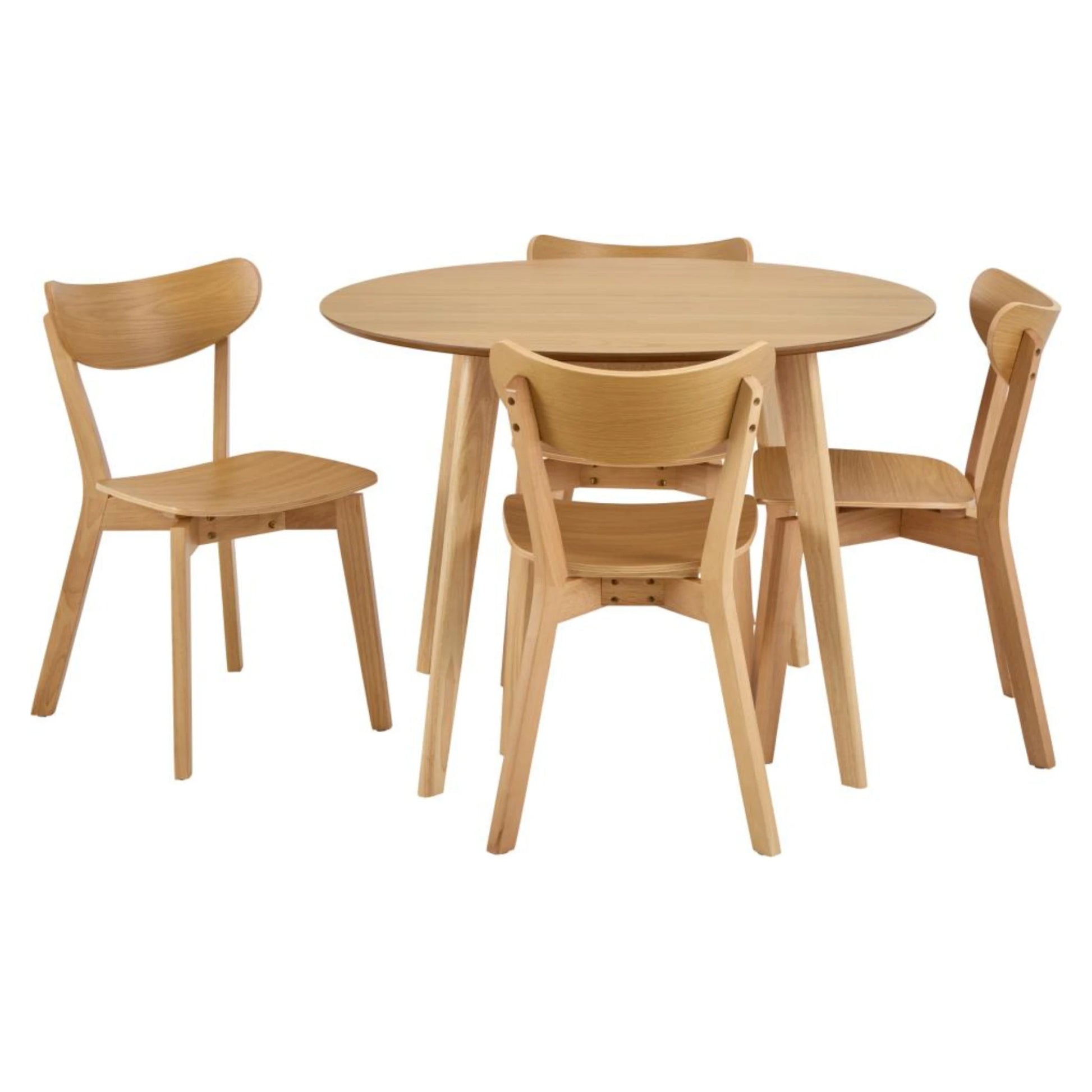 Hjem Design Roxby Round Dining Table Set, Natural Wood