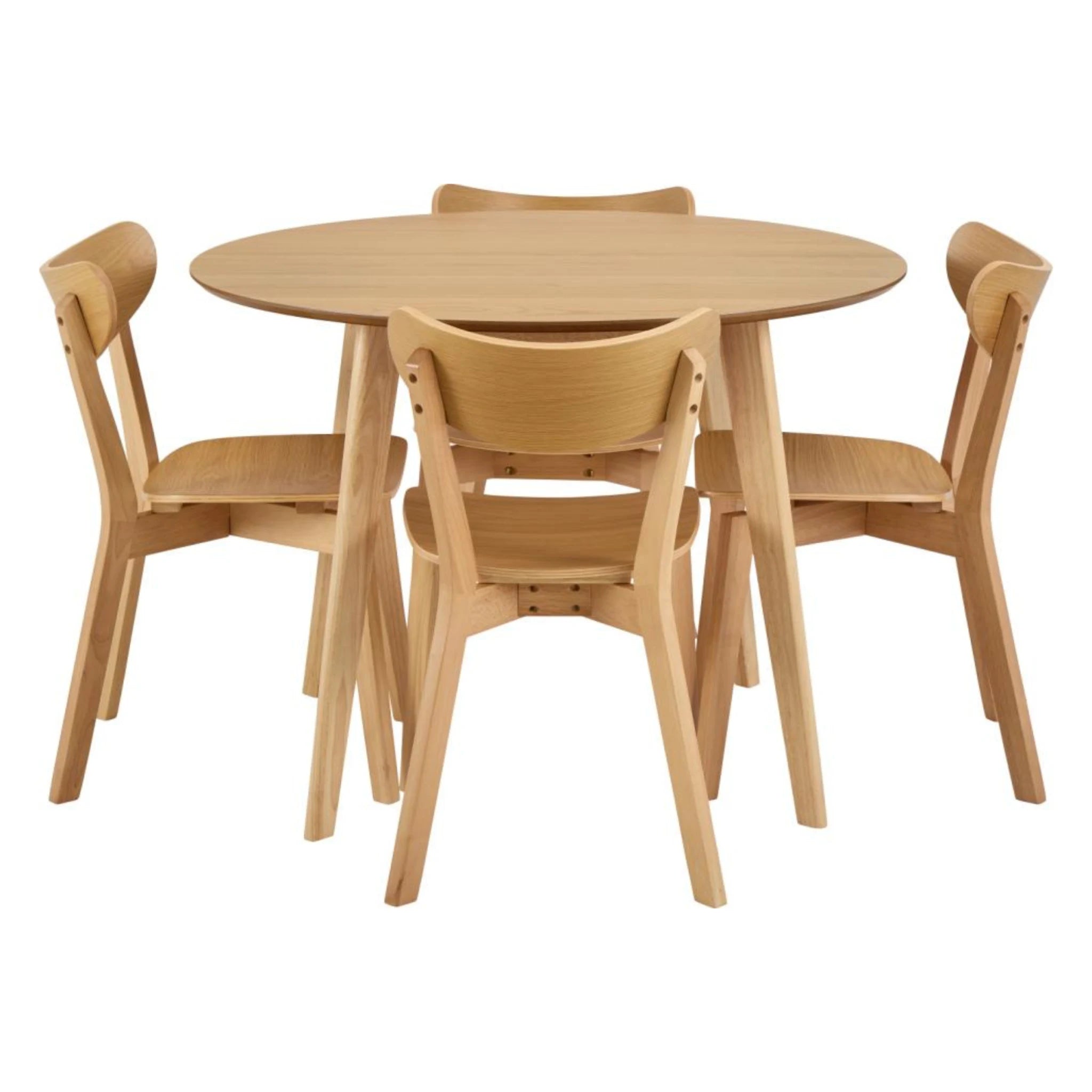 Hjem Design Roxby Round Dining Table Set, Natural Wood