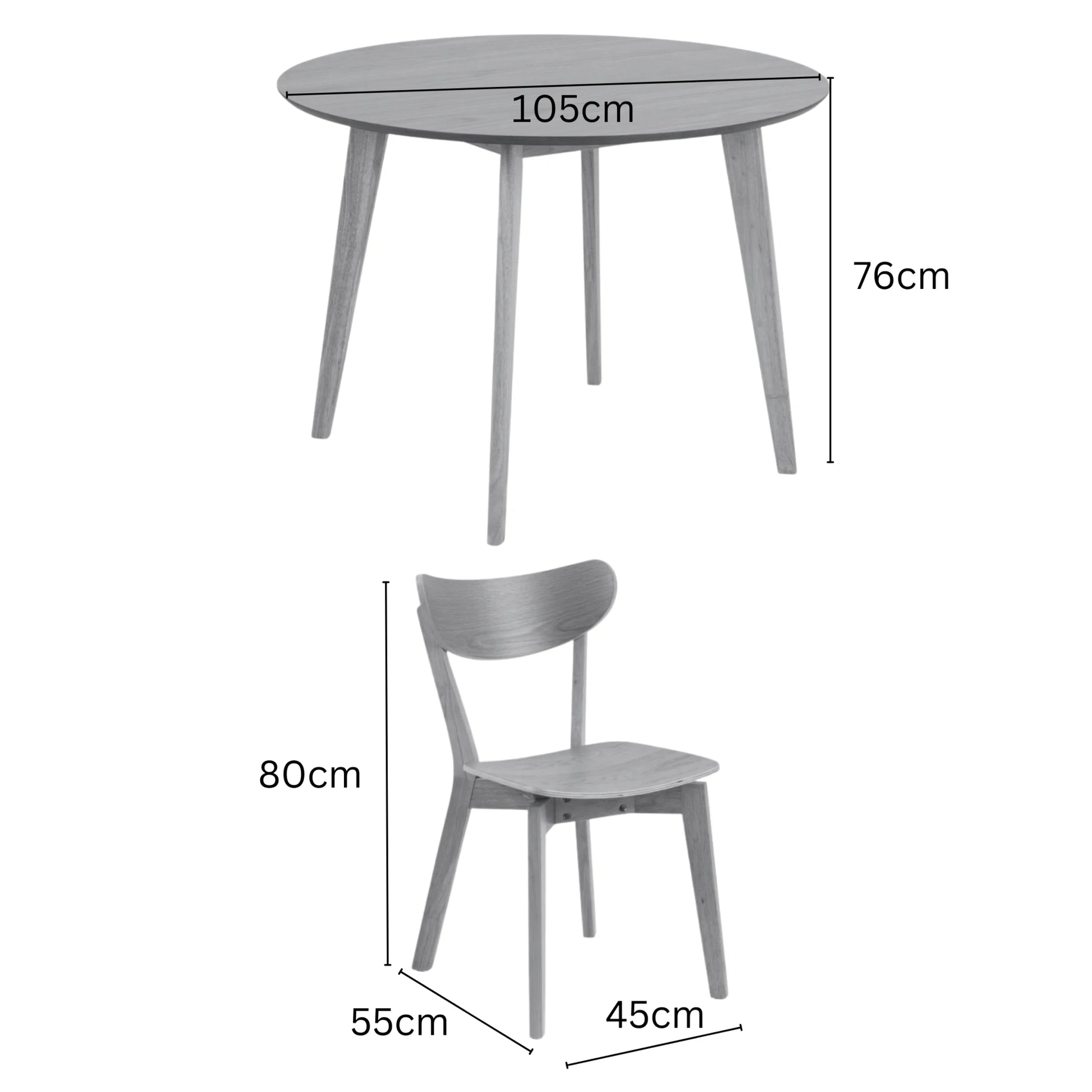 Hjem Design Roxby Round Dining Table Set, Natural Wood
