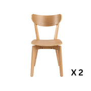 Hjem Design Roxby Dining Chair, Natural Wood, Set of 2