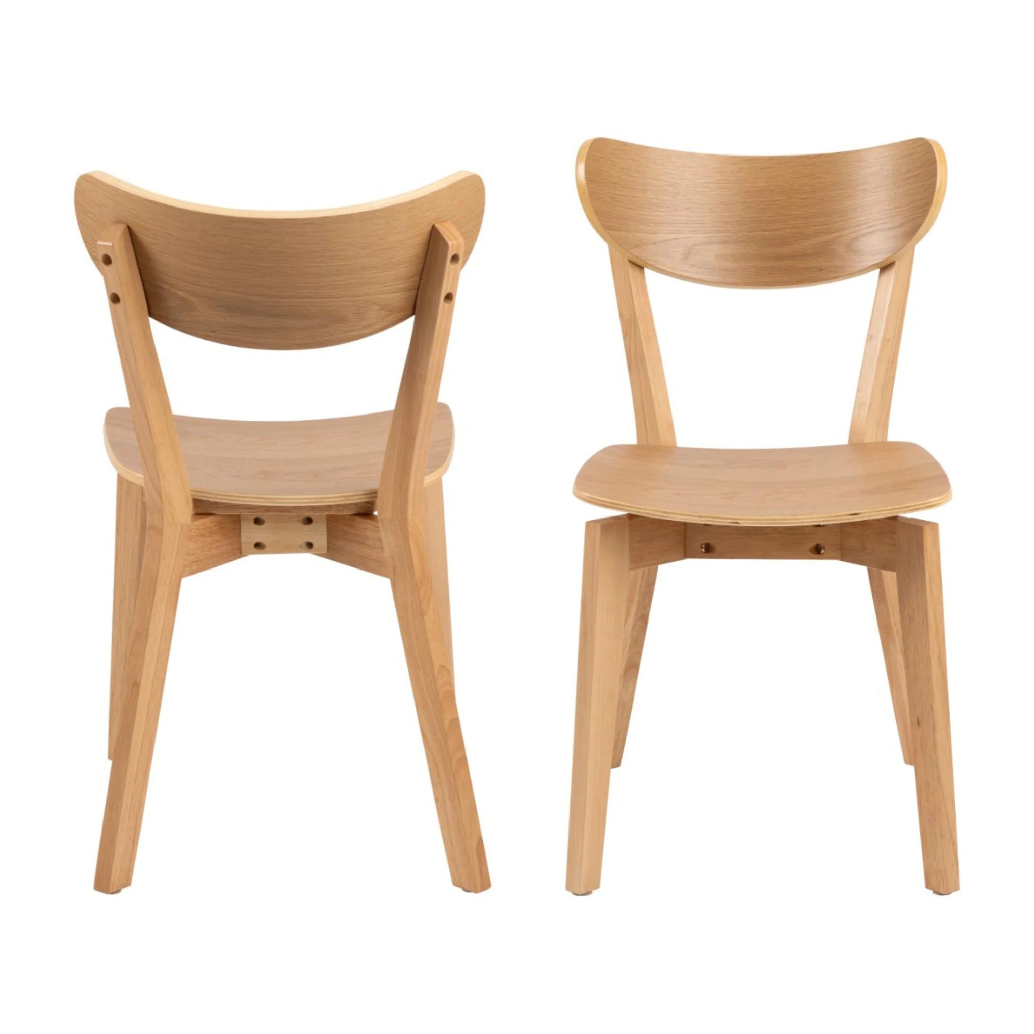 Hjem Design Roxby Dining Chair, Natural Wood, Set of 2