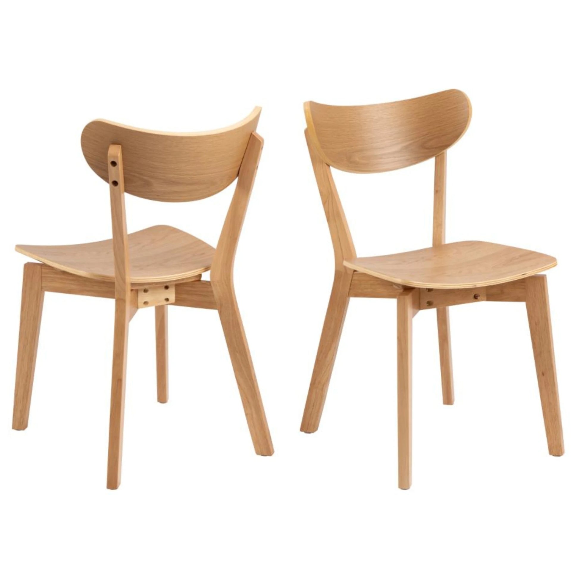 Hjem Design Roxby Dining Chair, Natural Wood, Set of 2