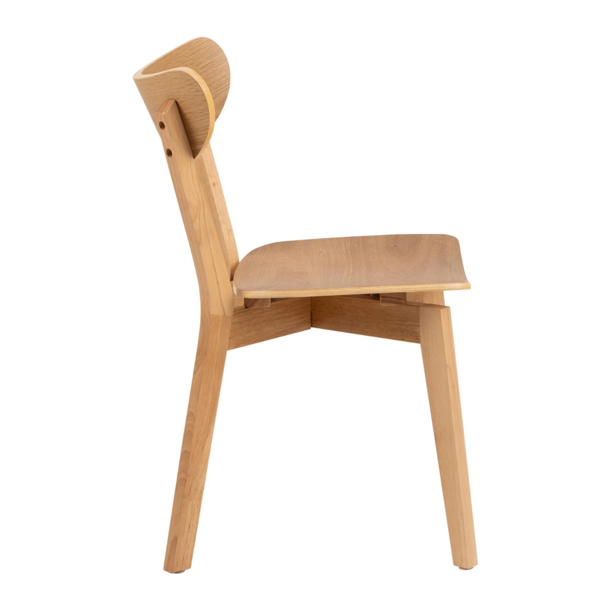 Hjem Design Roxby Dining Chair, Natural Wood, Set of 2