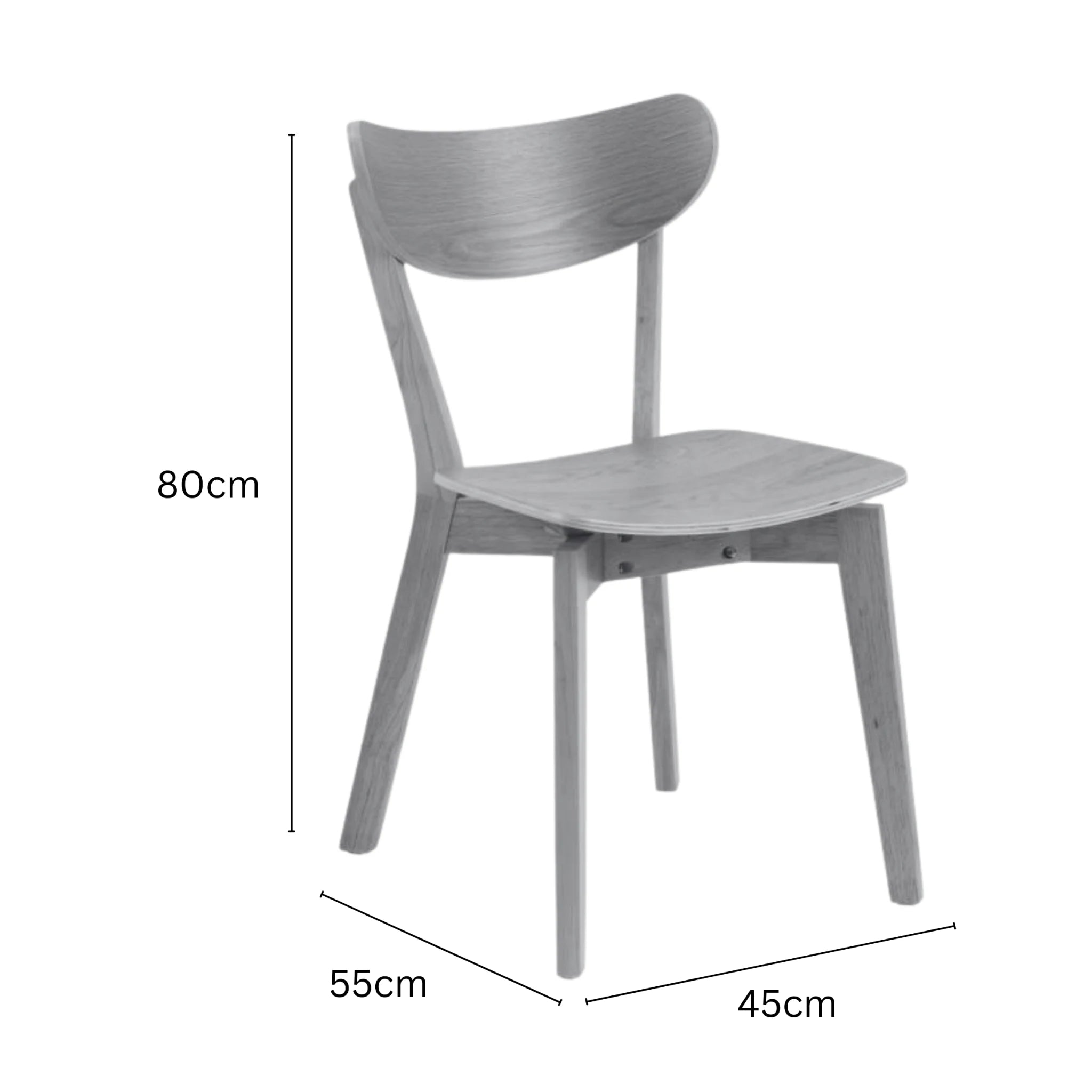 Hjem Design Roxby Dining Chair, Natural Wood, Set of 2