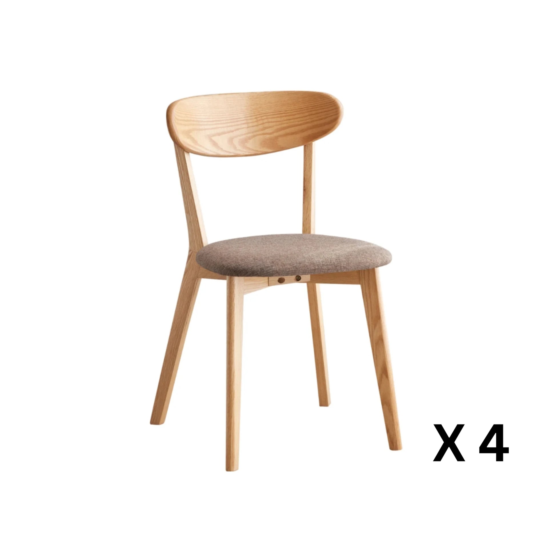 Solidwood Fuji Dining Chair, Natural Wood, Set of 4