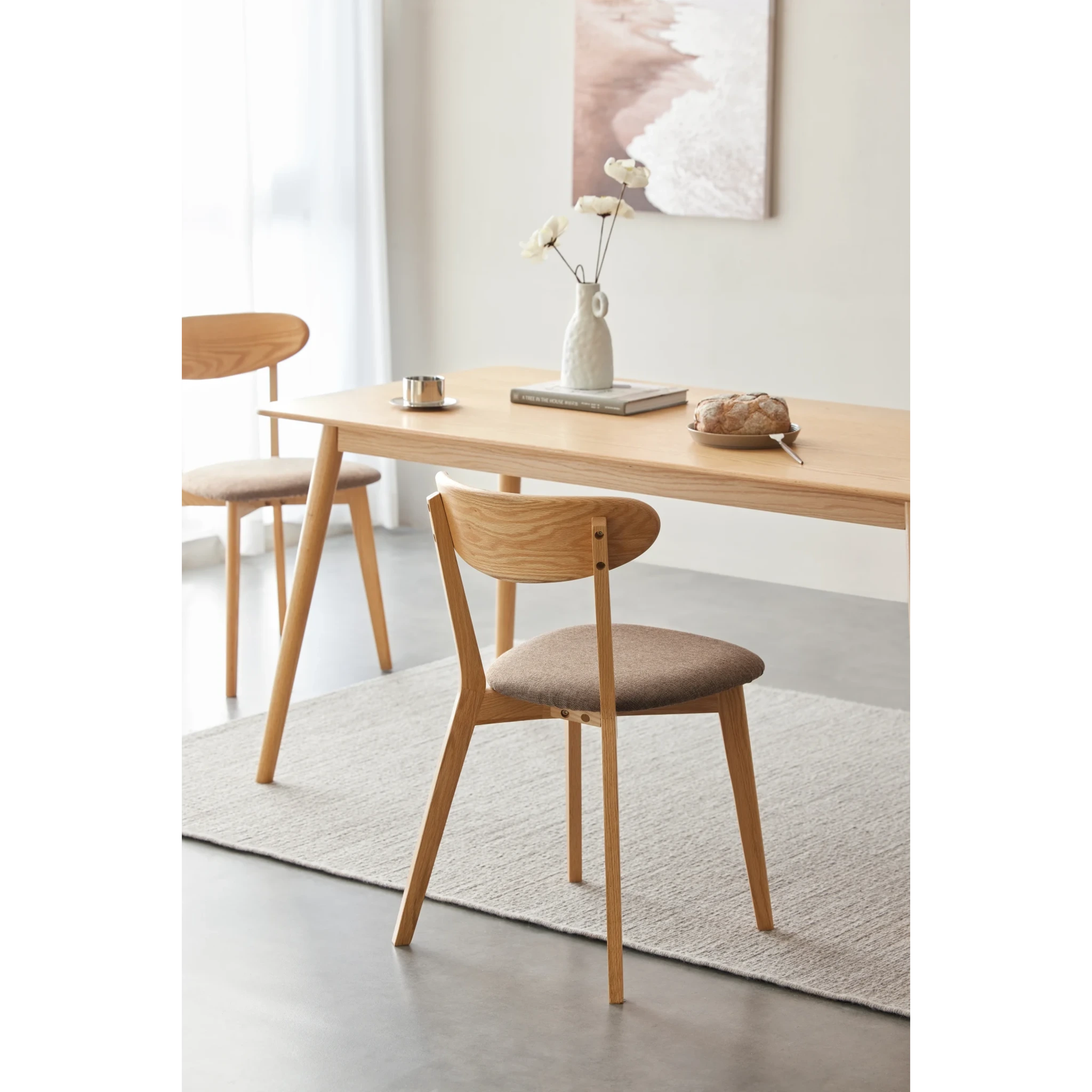 Solidwood Fuji Dining Chair, Natural Wood, Set of 4