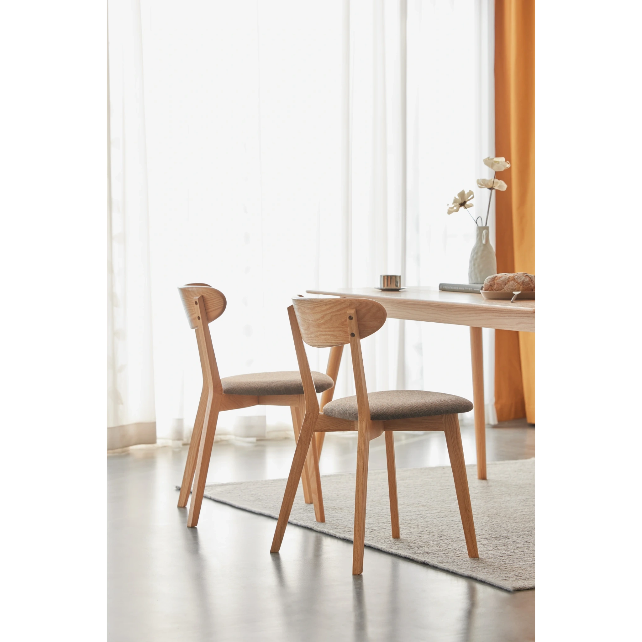 Solidwood Fuji Dining Chair, Natural Wood, Set of 4