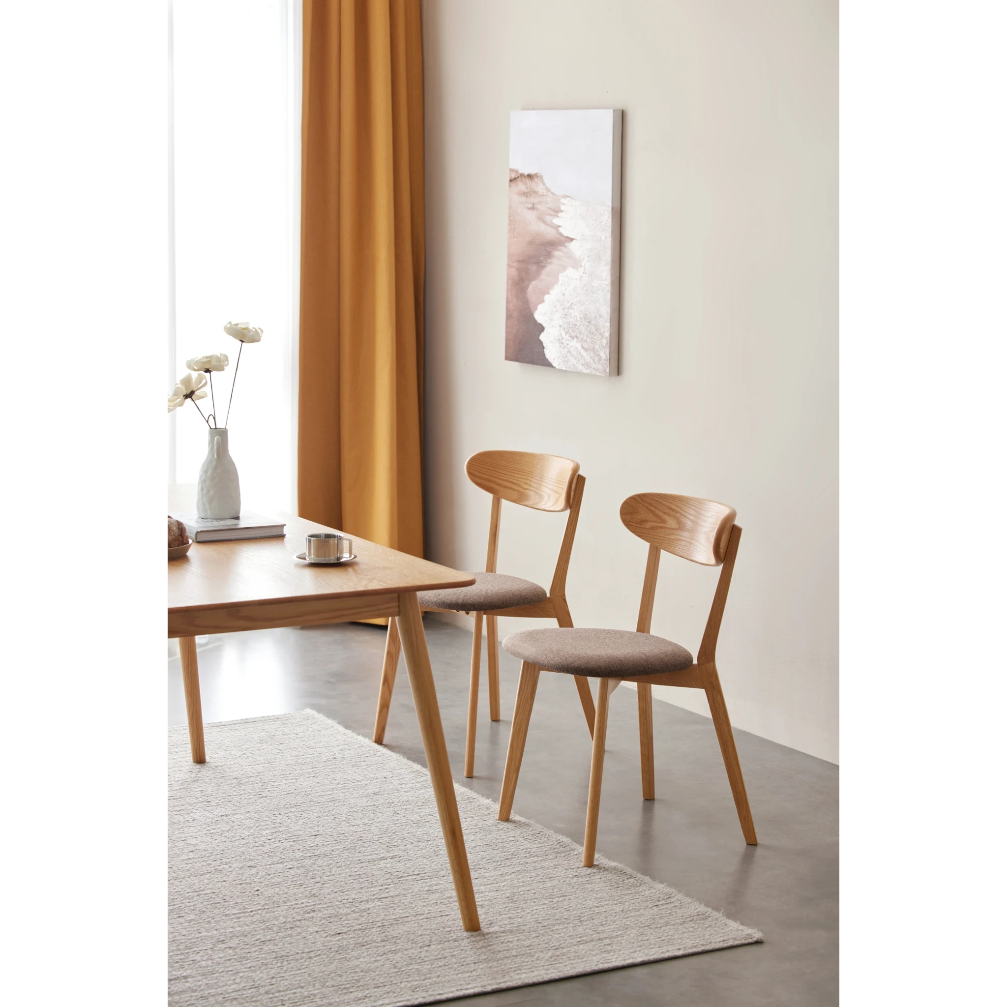 Solidwood Fuji Dining Chair, Natural Wood, Set of 4