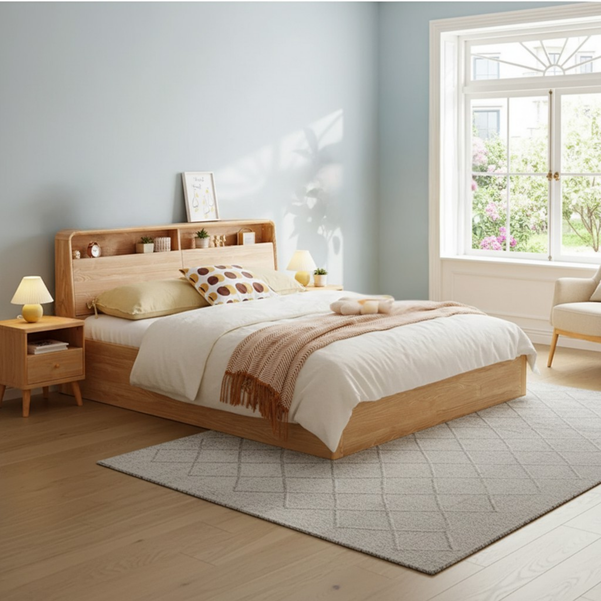 Linspire Aspire Bed Frame With Storage, Natural Wood
