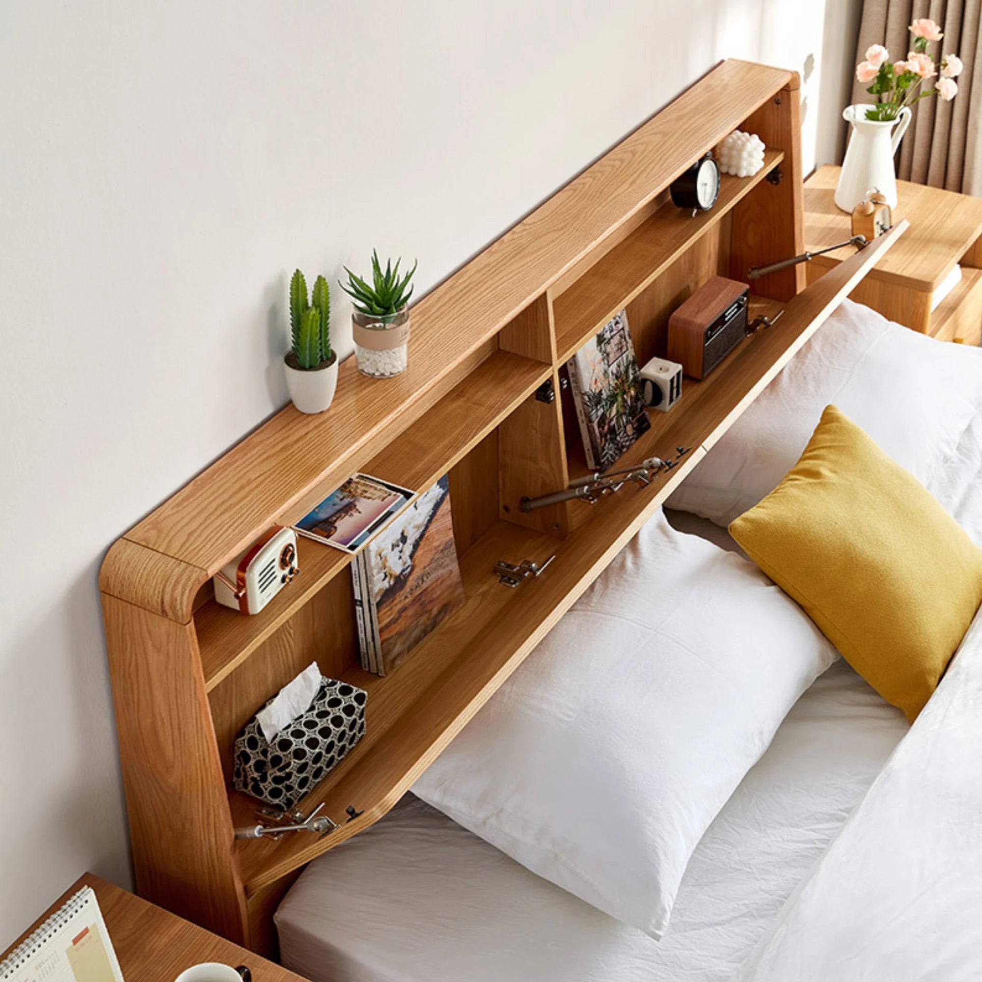 Linspire Aspire Bed Frame With Storage, Natural Wood
