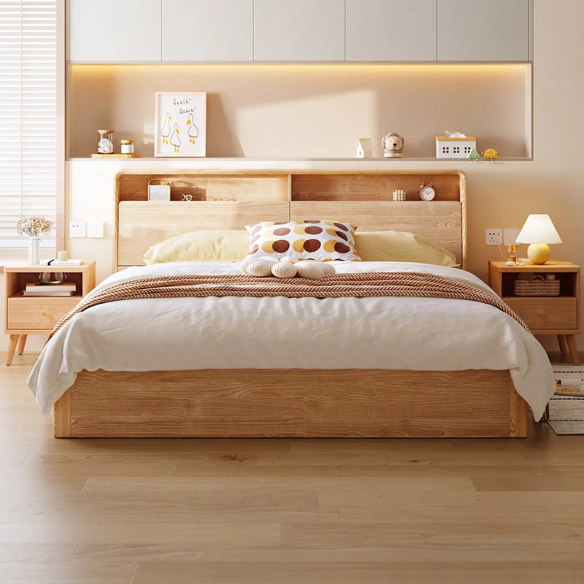Linspire Aspire Bed Frame With Storage, Natural Wood
