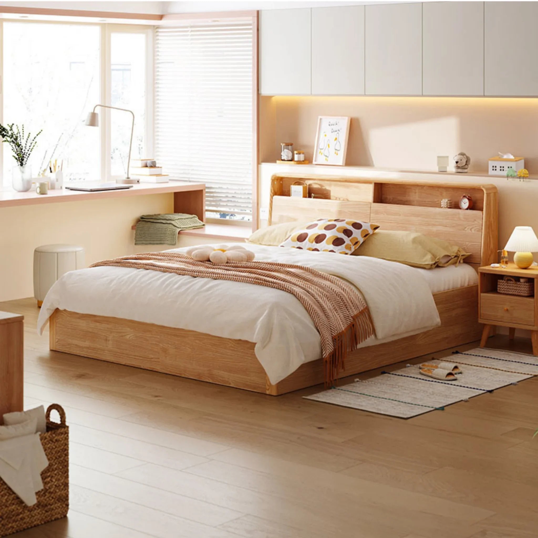 Linspire Aspire Bed Frame With Storage, Natural Wood