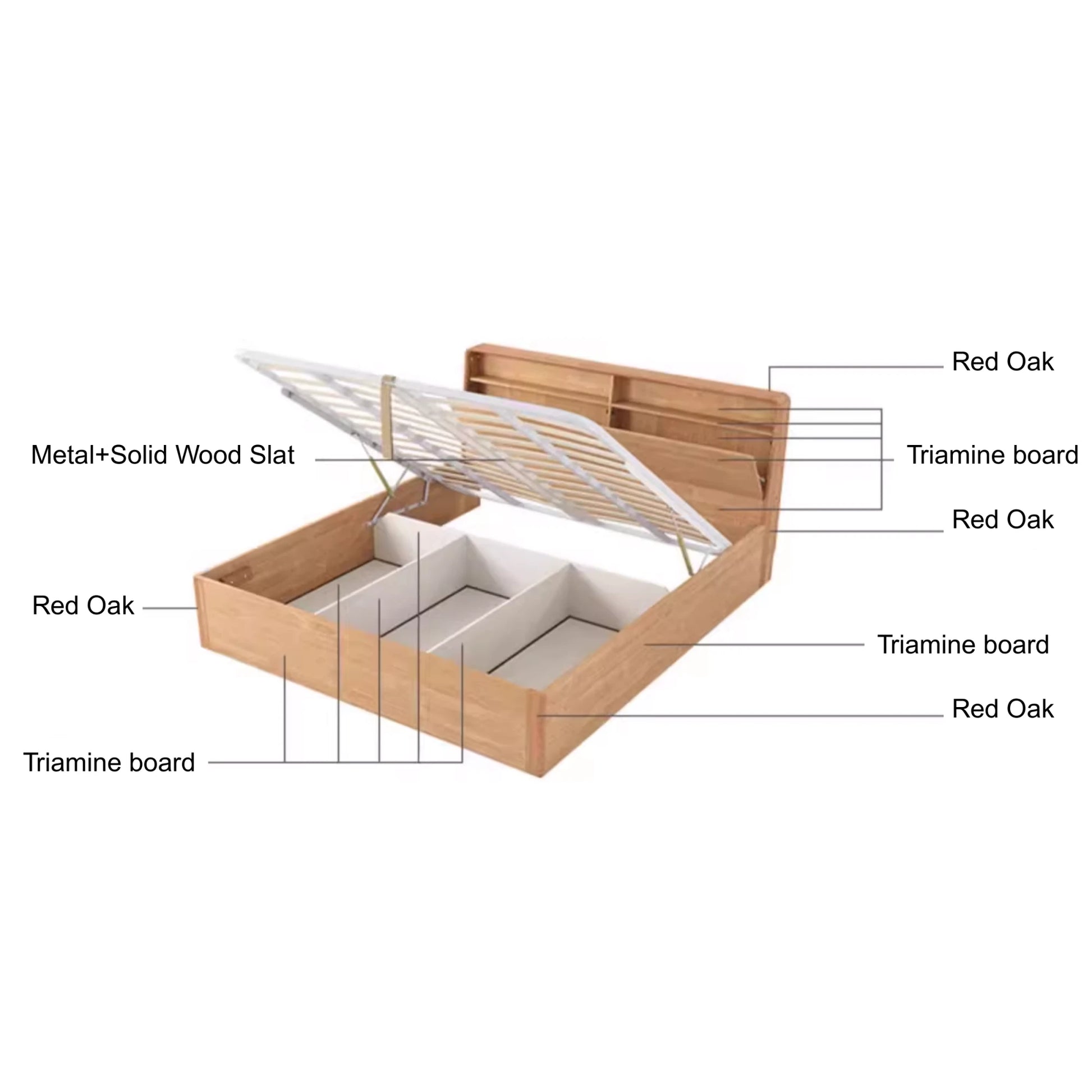 Linspire Aspire Bed Frame With Storage, Natural Wood