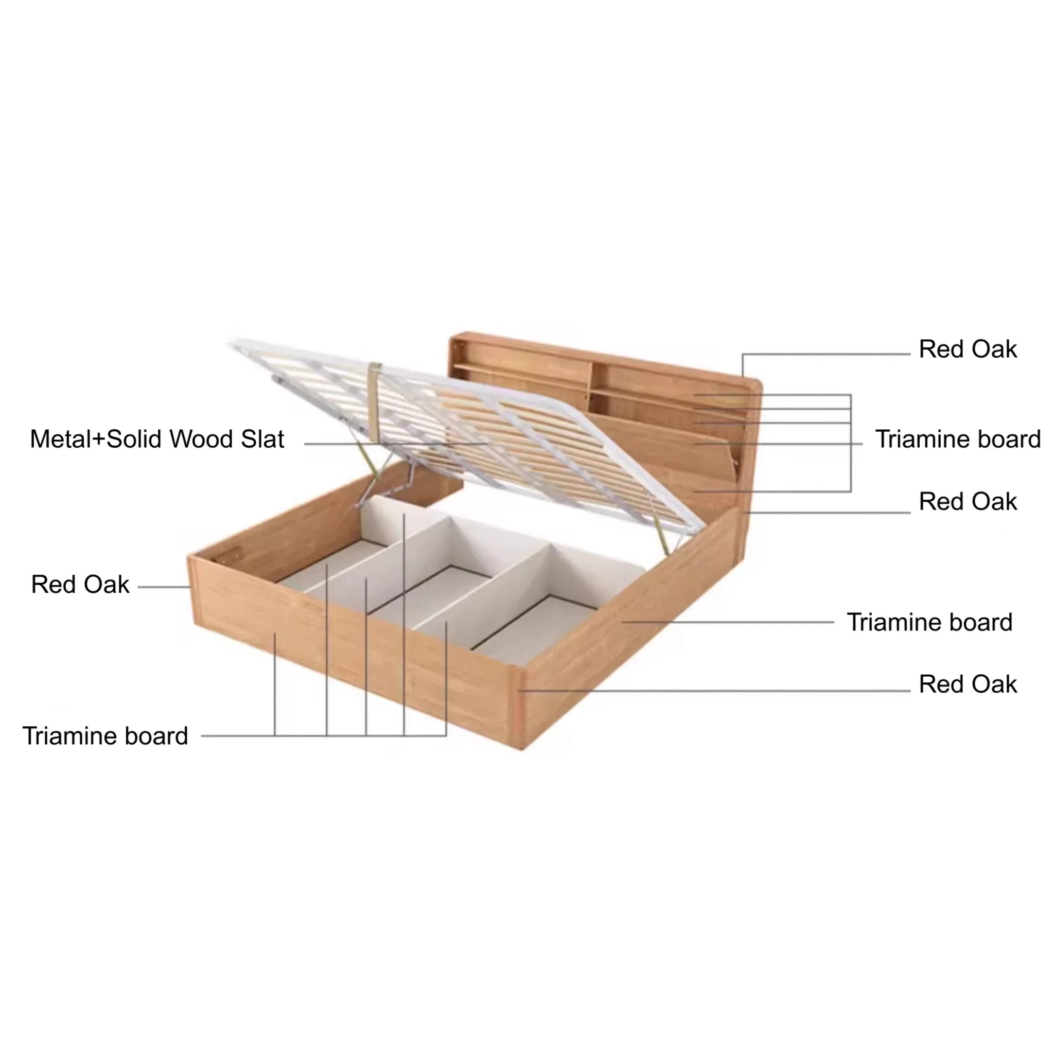 Linspire Aspire Bed Frame With Storage, Natural Wood