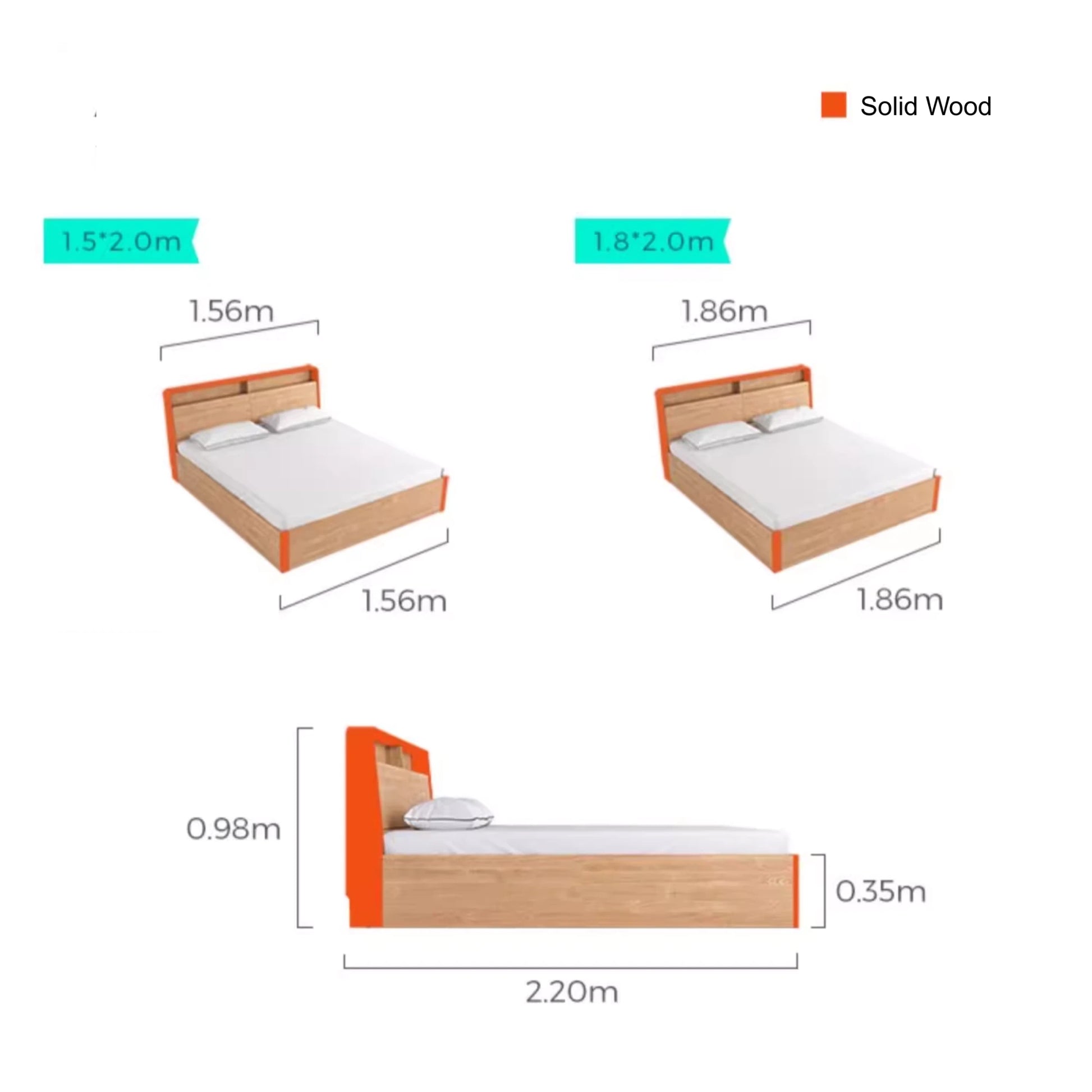 Linspire Aspire Bed Frame With Storage, Natural Wood