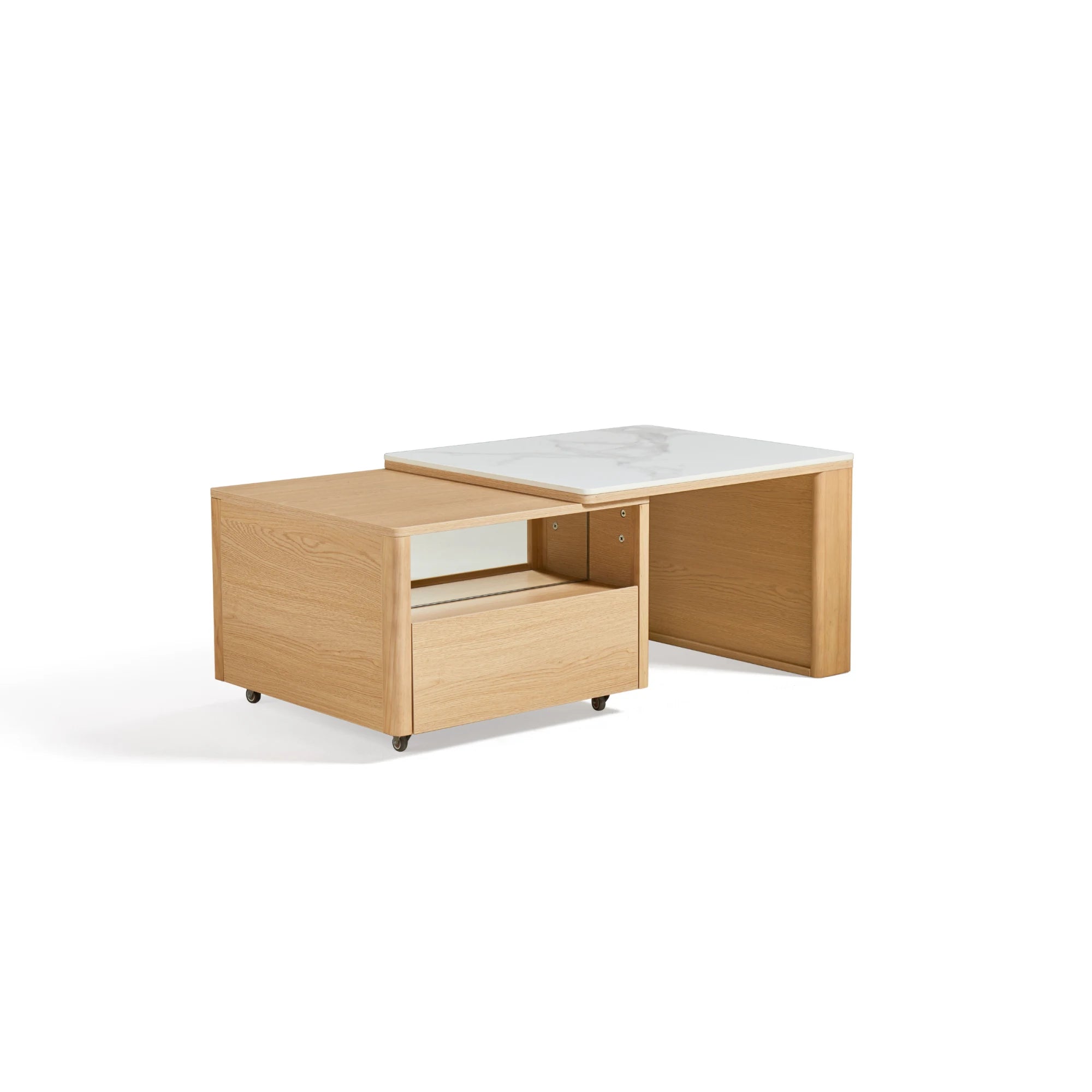 Linspire Cedar Extendable Coffee Table with Sintered Stone Top on Castors