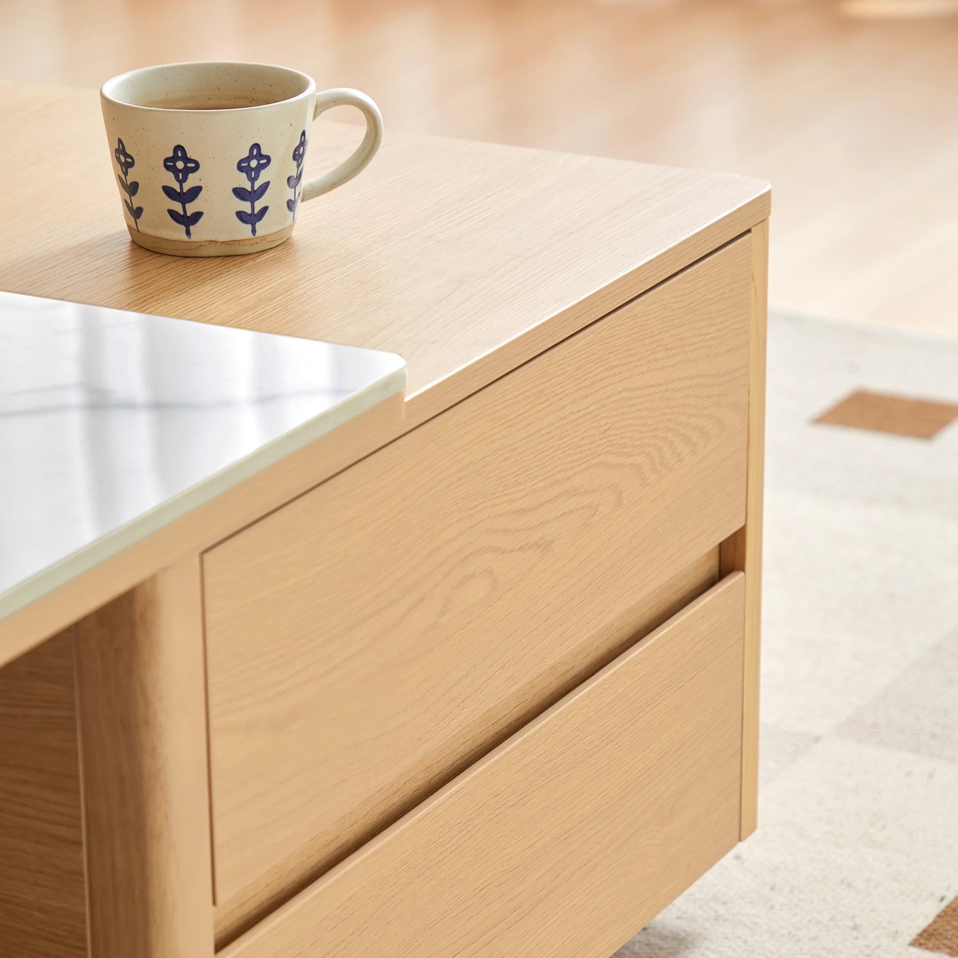 Linspire Cedar Extendable Coffee Table with Sintered Stone Top on Castors