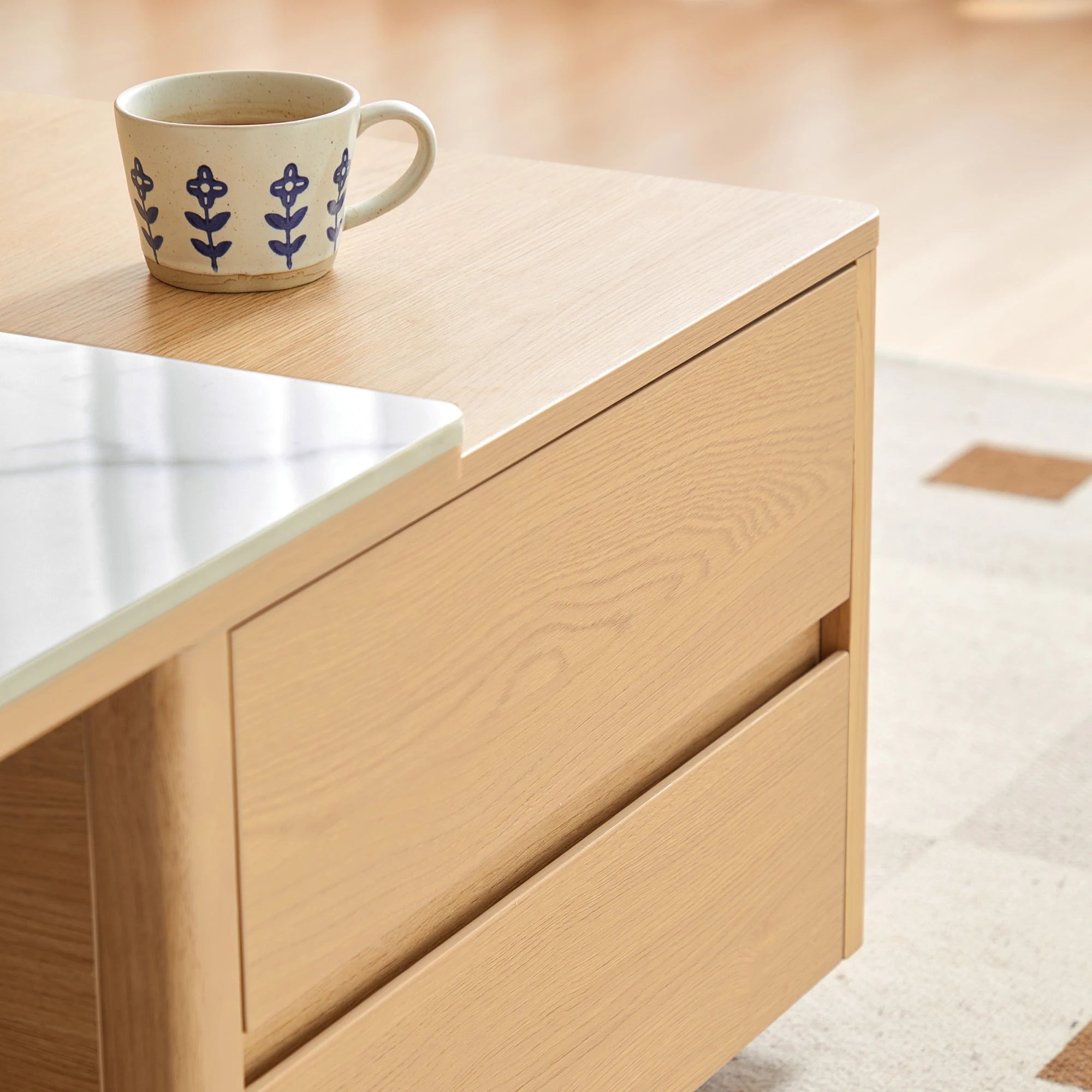 Linspire Cedar Extendable Coffee Table with Sintered Stone Top on Castors