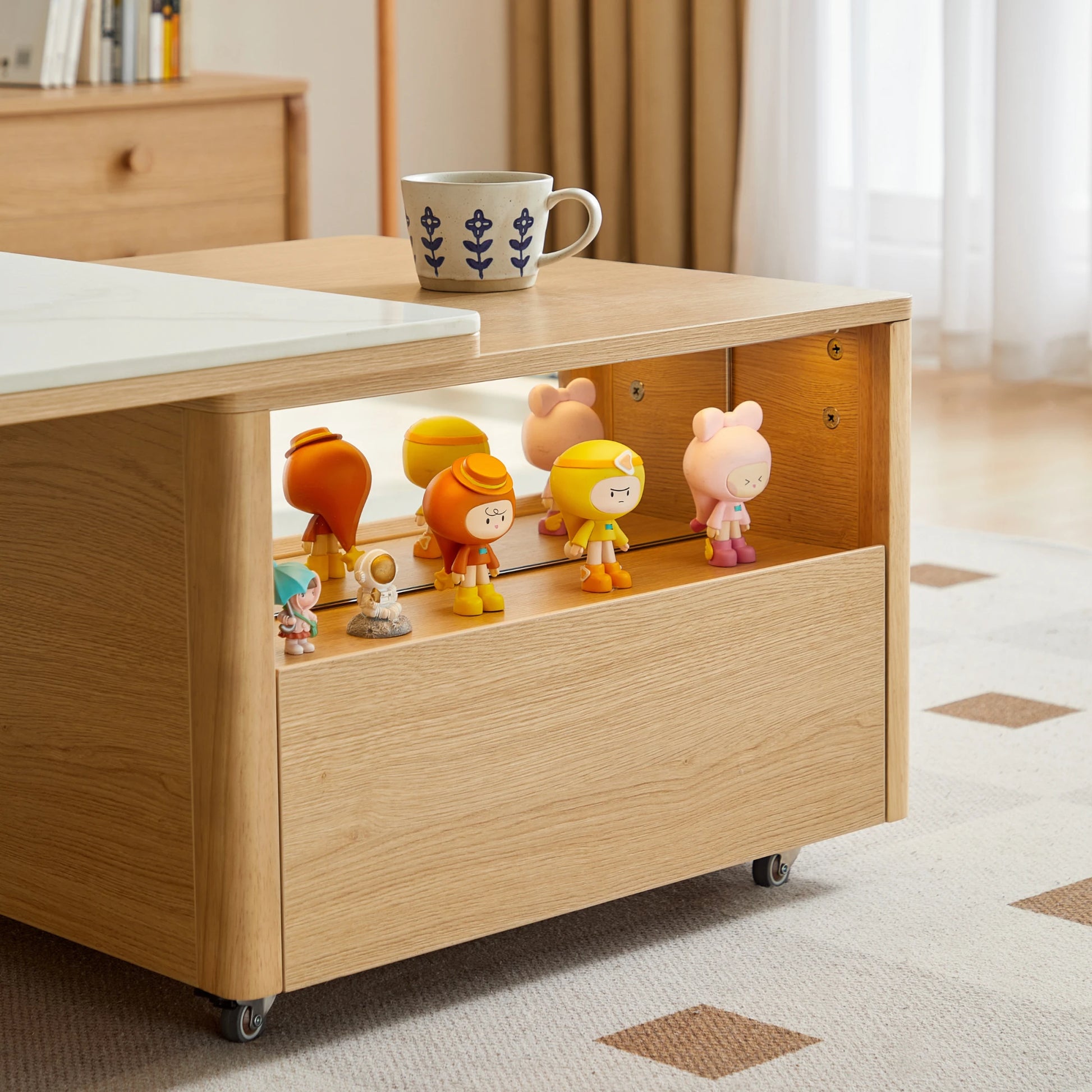 Linspire Cedar Extendable Coffee Table with Sintered Stone Top on Castors