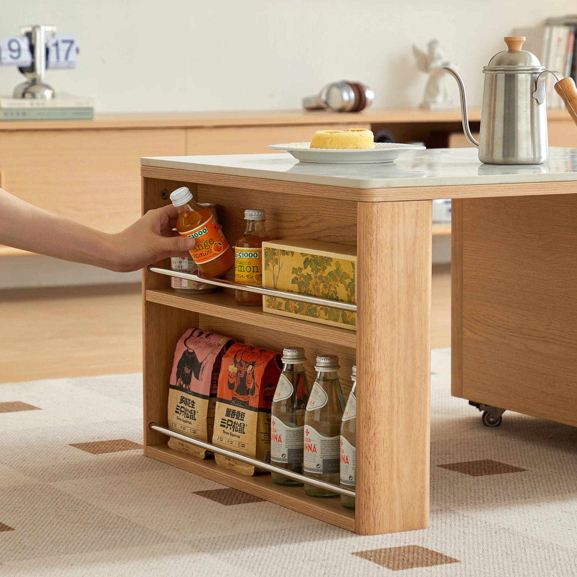 Linspire Cedar Extendable Coffee Table with Sintered Stone Top on Castors