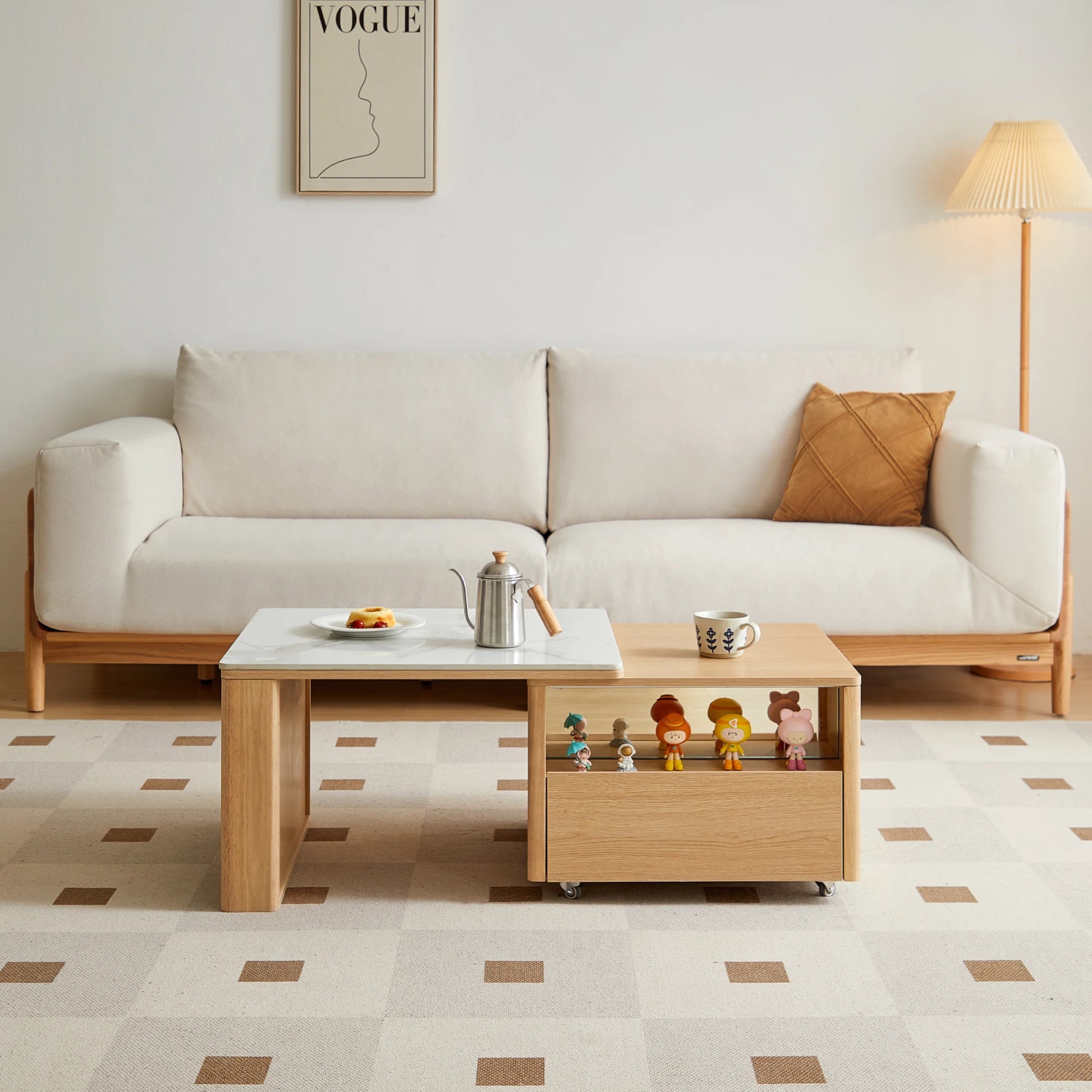 Linspire Cedar Extendable Coffee Table with Sintered Stone Top on Castors