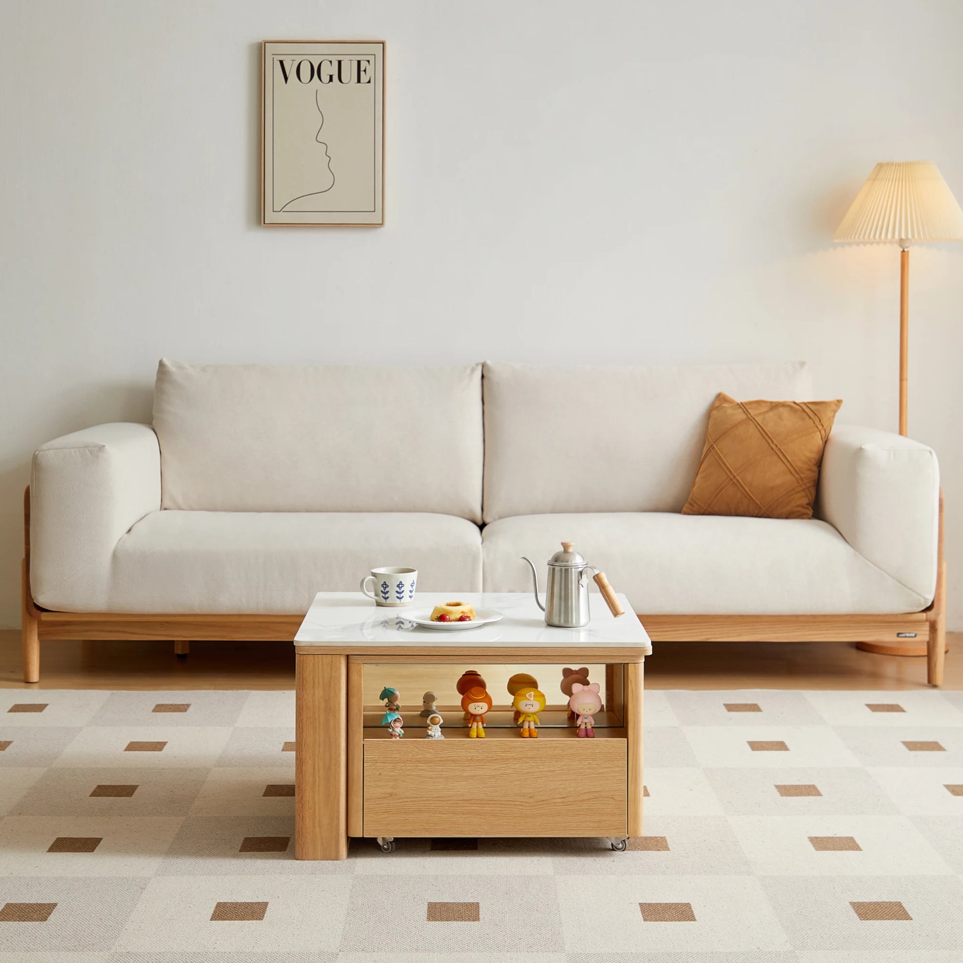 Linspire Cedar Extendable Coffee Table with Sintered Stone Top on Castors