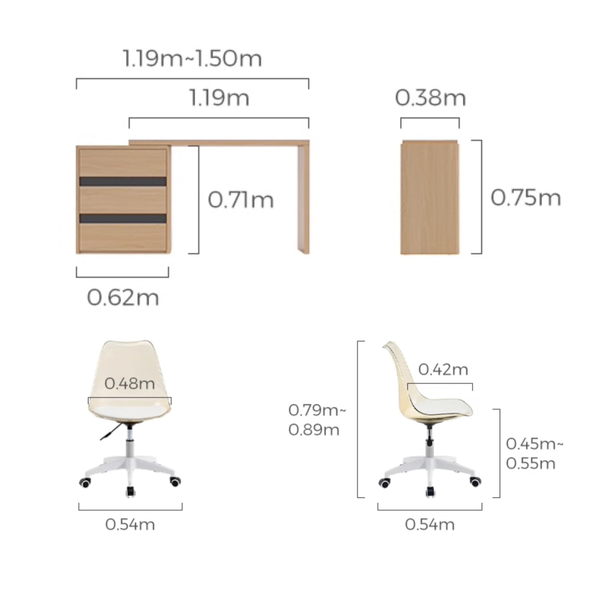 Linspire Cedar Office Desk with Chair Set