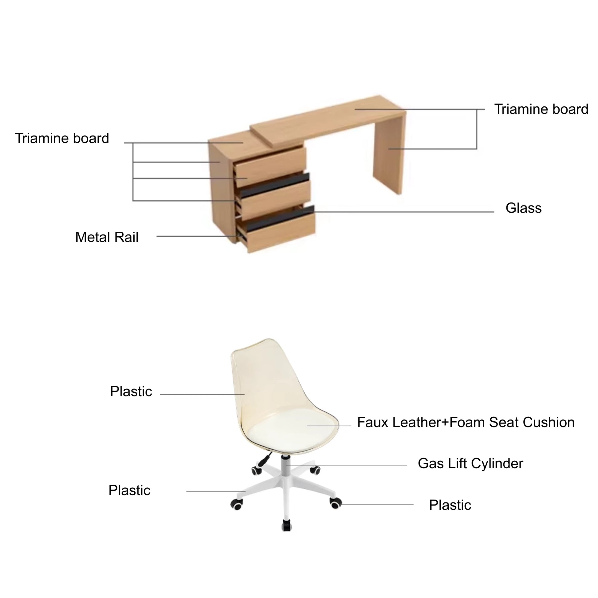 Linspire Cedar Dual Office Desk with 2 Chairs Set