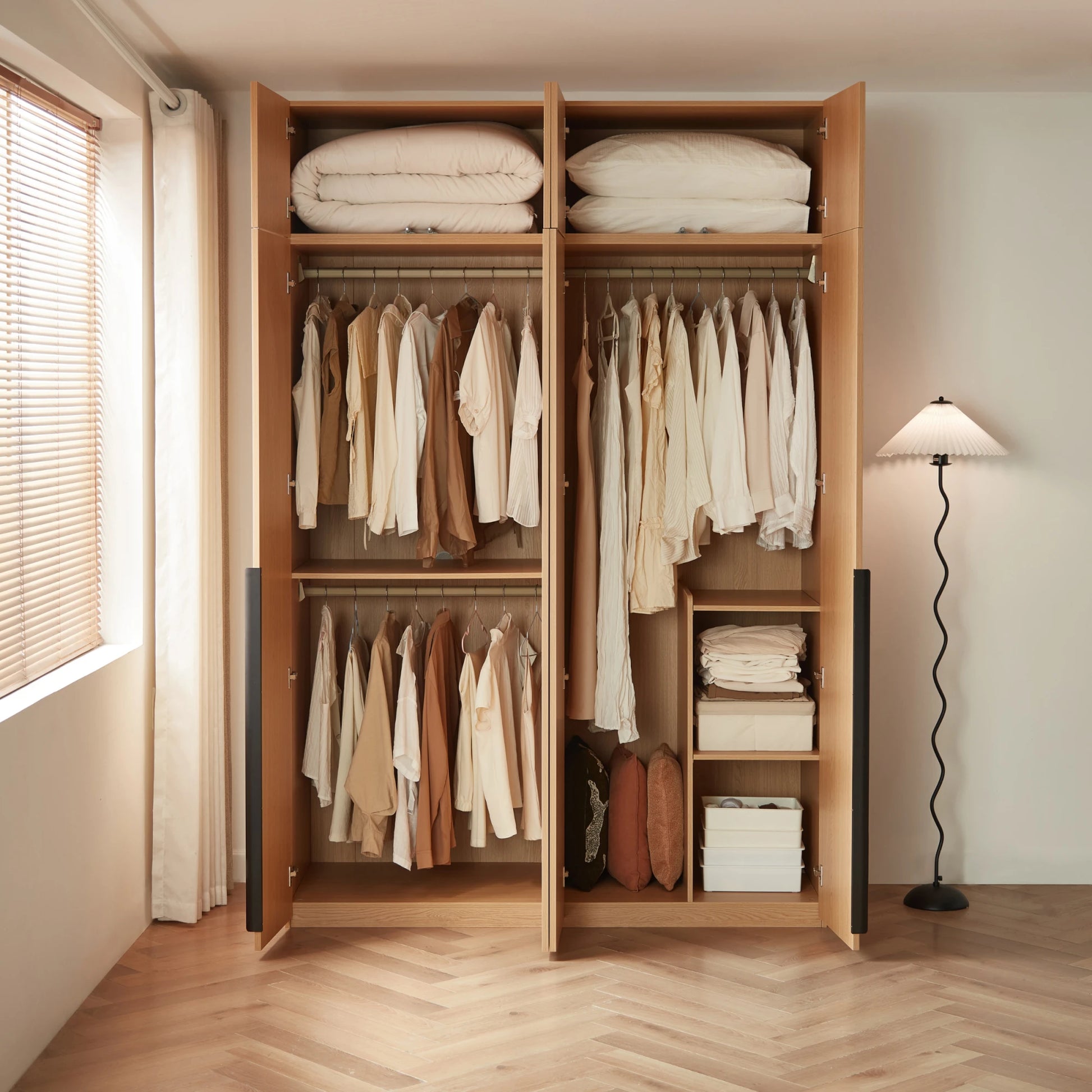 Linspire Cedar 4-Door Wardrobe with Top Cabinet