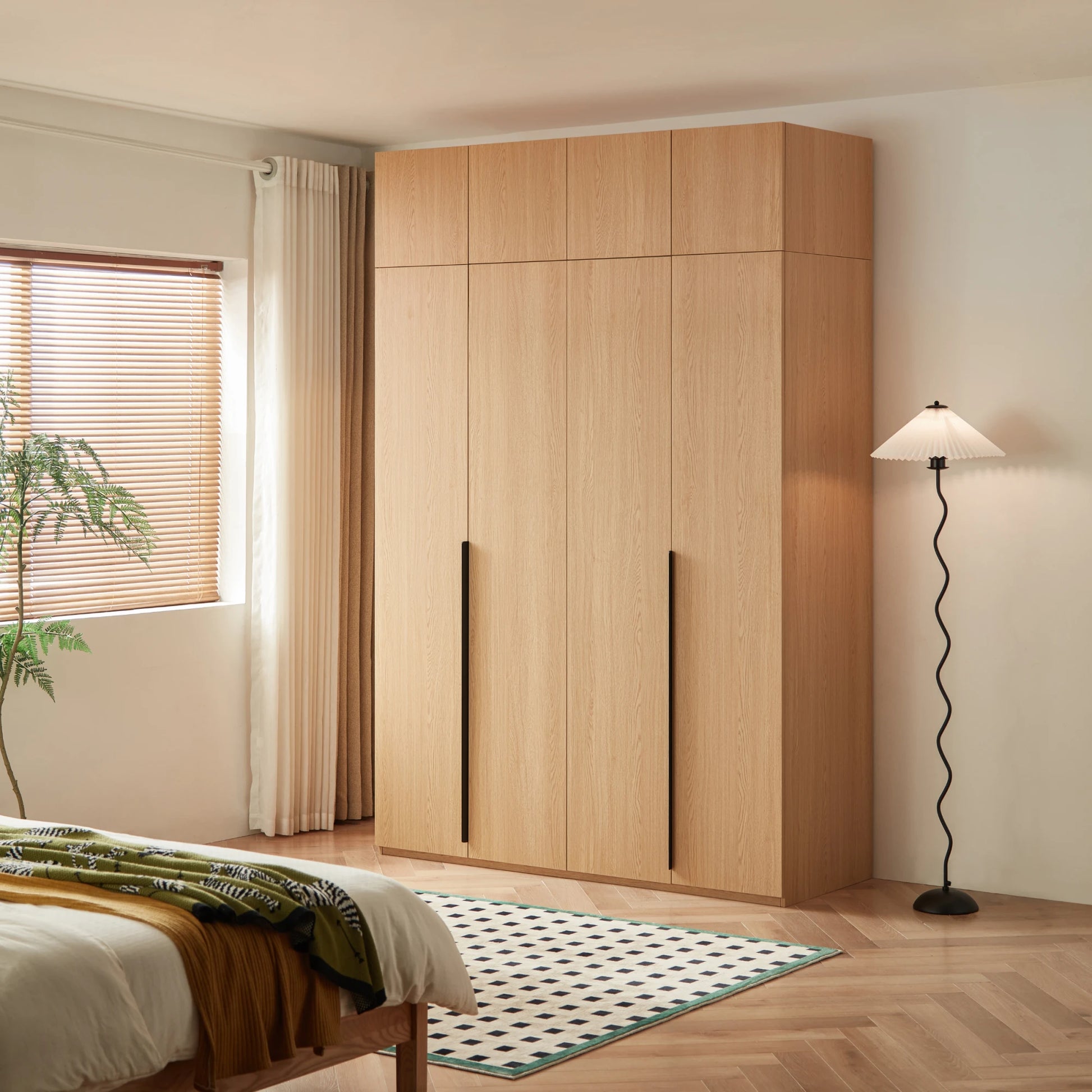 Linspire Cedar 4-Door Wardrobe with Top Cabinet