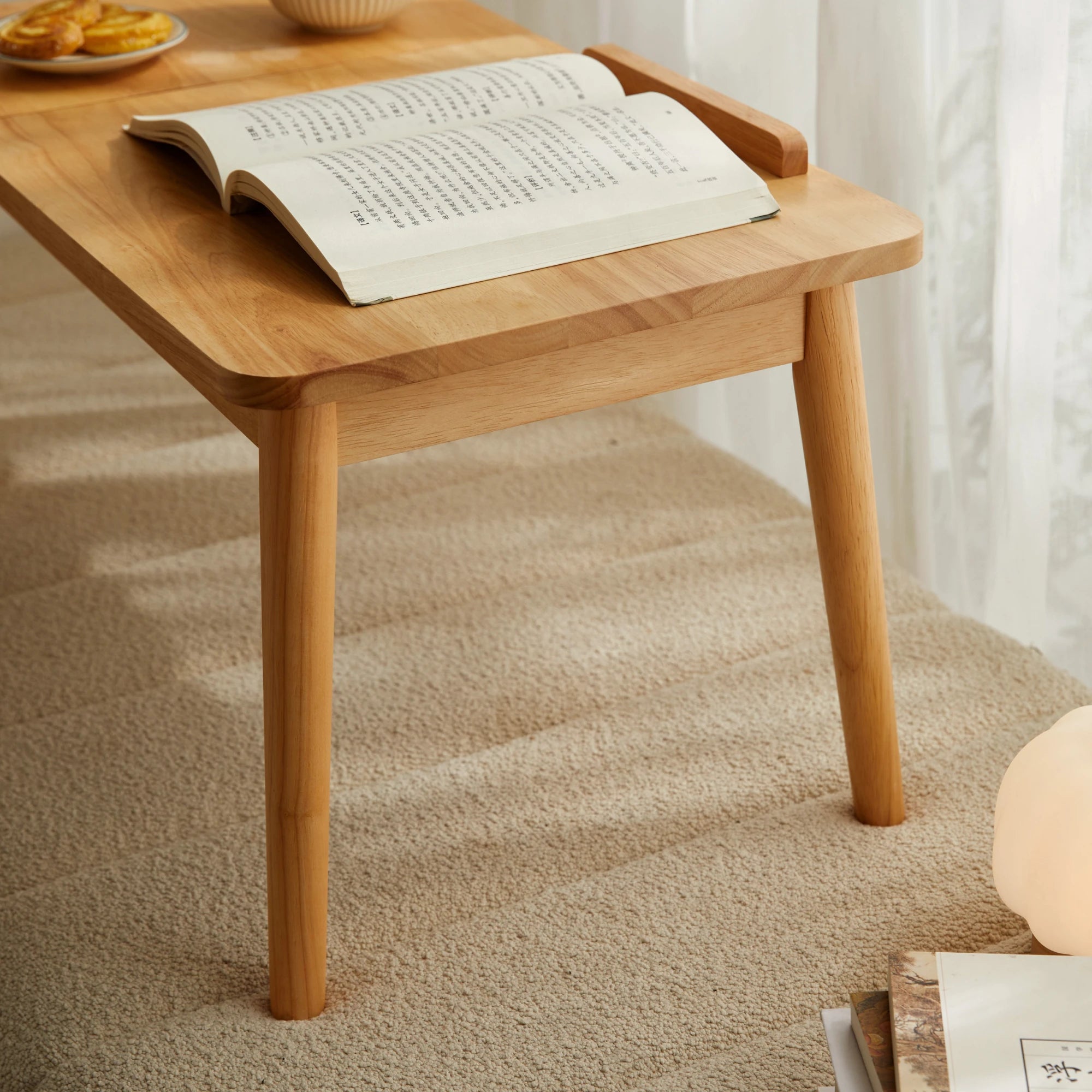 Linspire Edmond Adjustable Laptop Side Table, Natural Wood