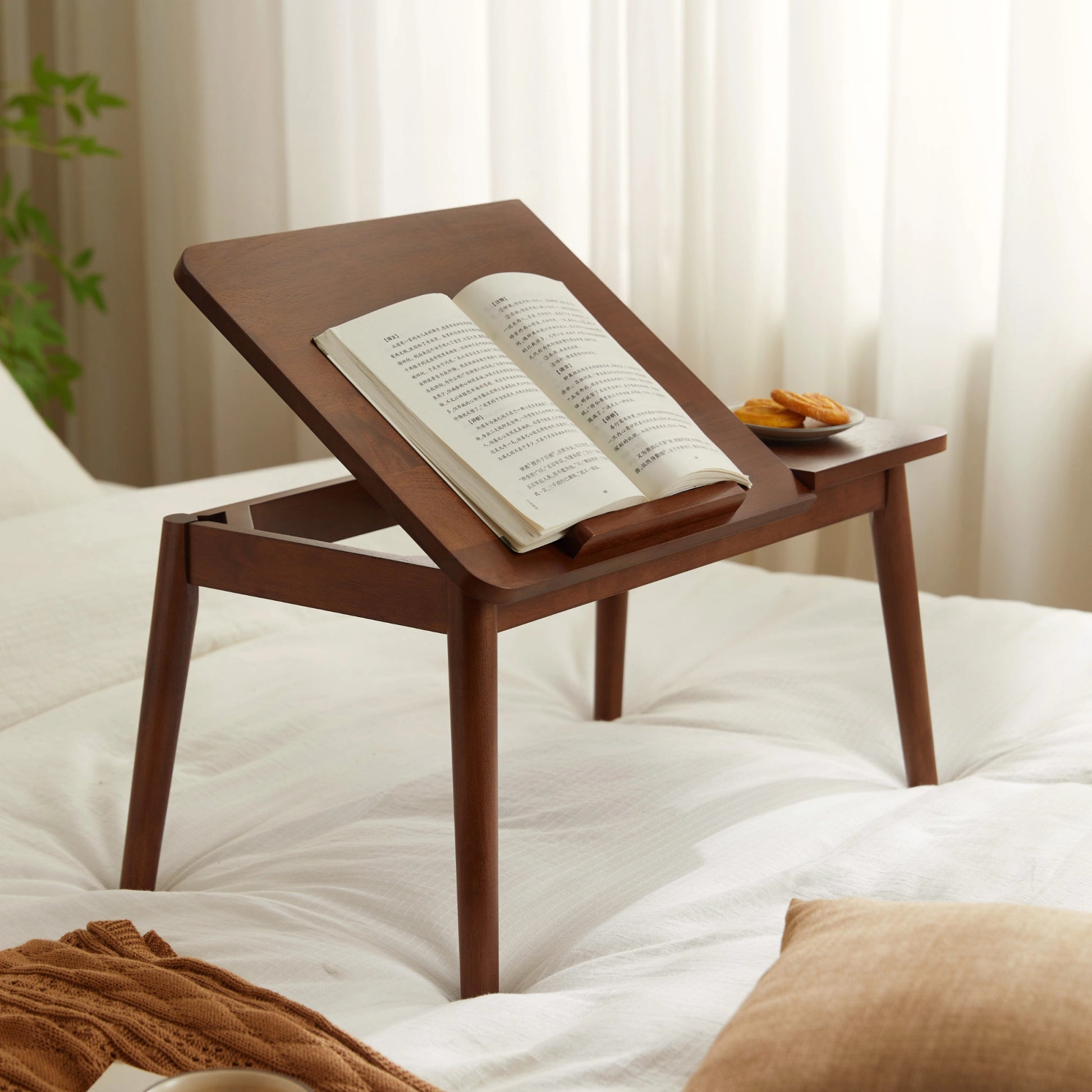 Linspire Edmond Adjustable Laptop Side Table, Dark Wood