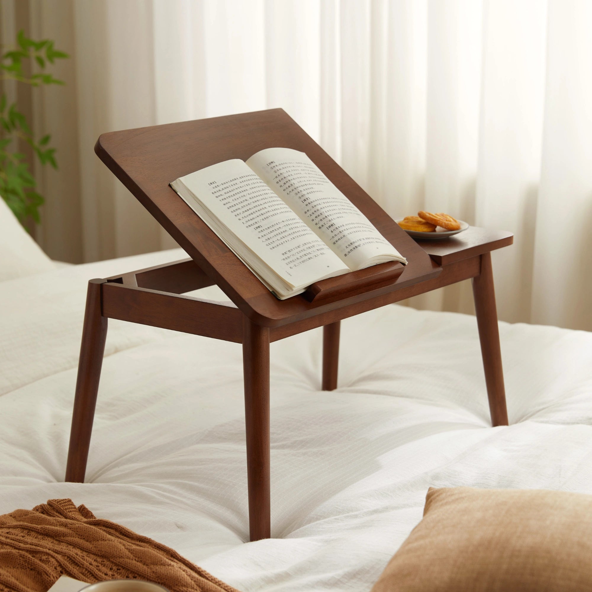 Linspire Edmond Adjustable Laptop Side Table, Dark Wood