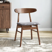 Linspire Elmer Dining Chair with Leathaire Seat, Set of 2, Dark Wood