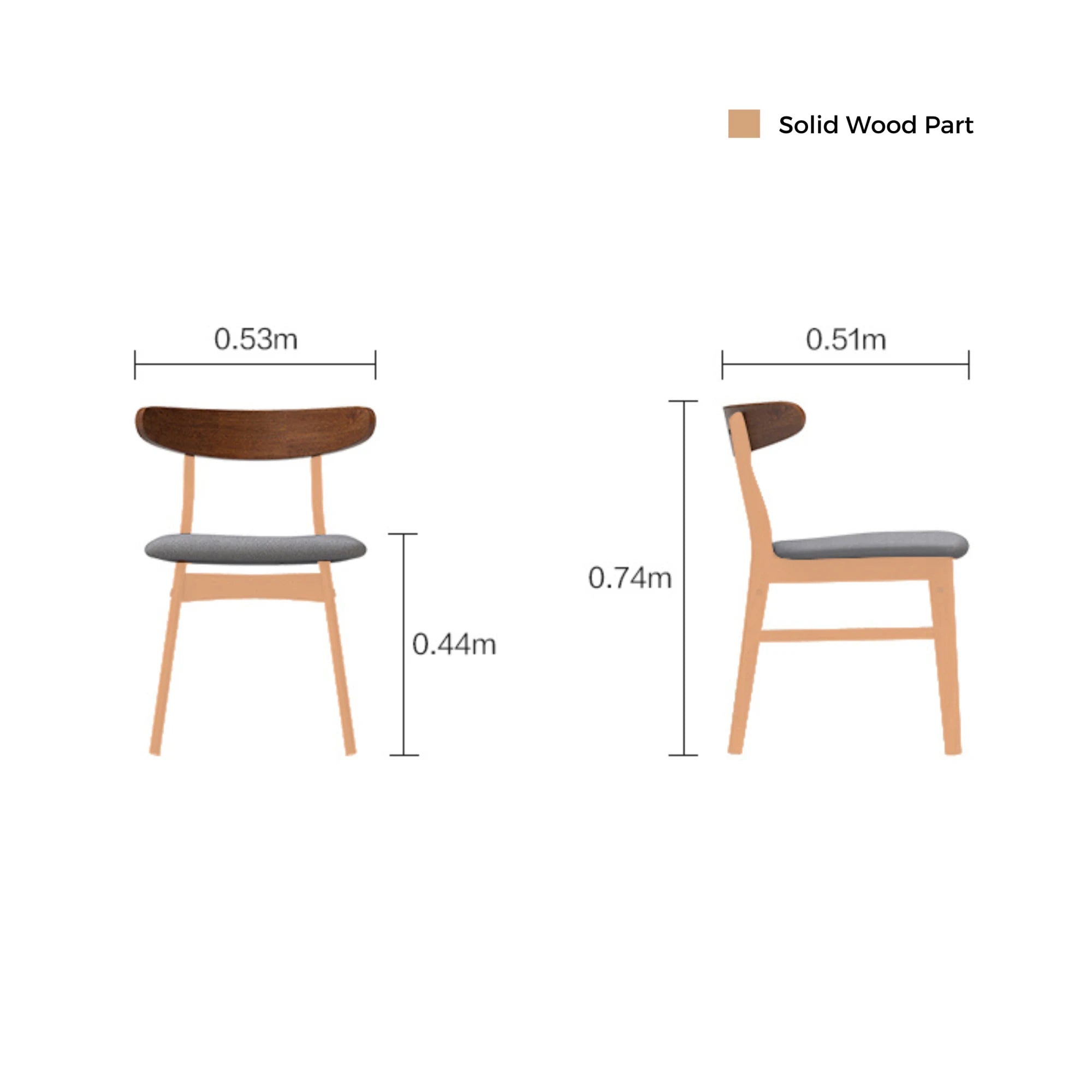 Linspire Elmer Dining Chair with Leathaire Seat, Set of 2, Dark Wood
