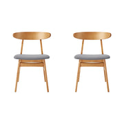 Linspire Elmer Dining Chair with Leathaire Seat, Set of 2, Natural Wood