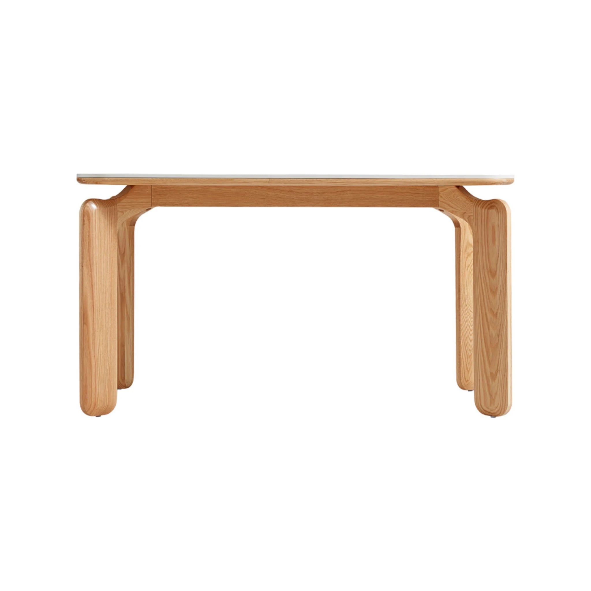 Linspire Elmer Dining Table With Sintered Stone Top, White, Natural Wood